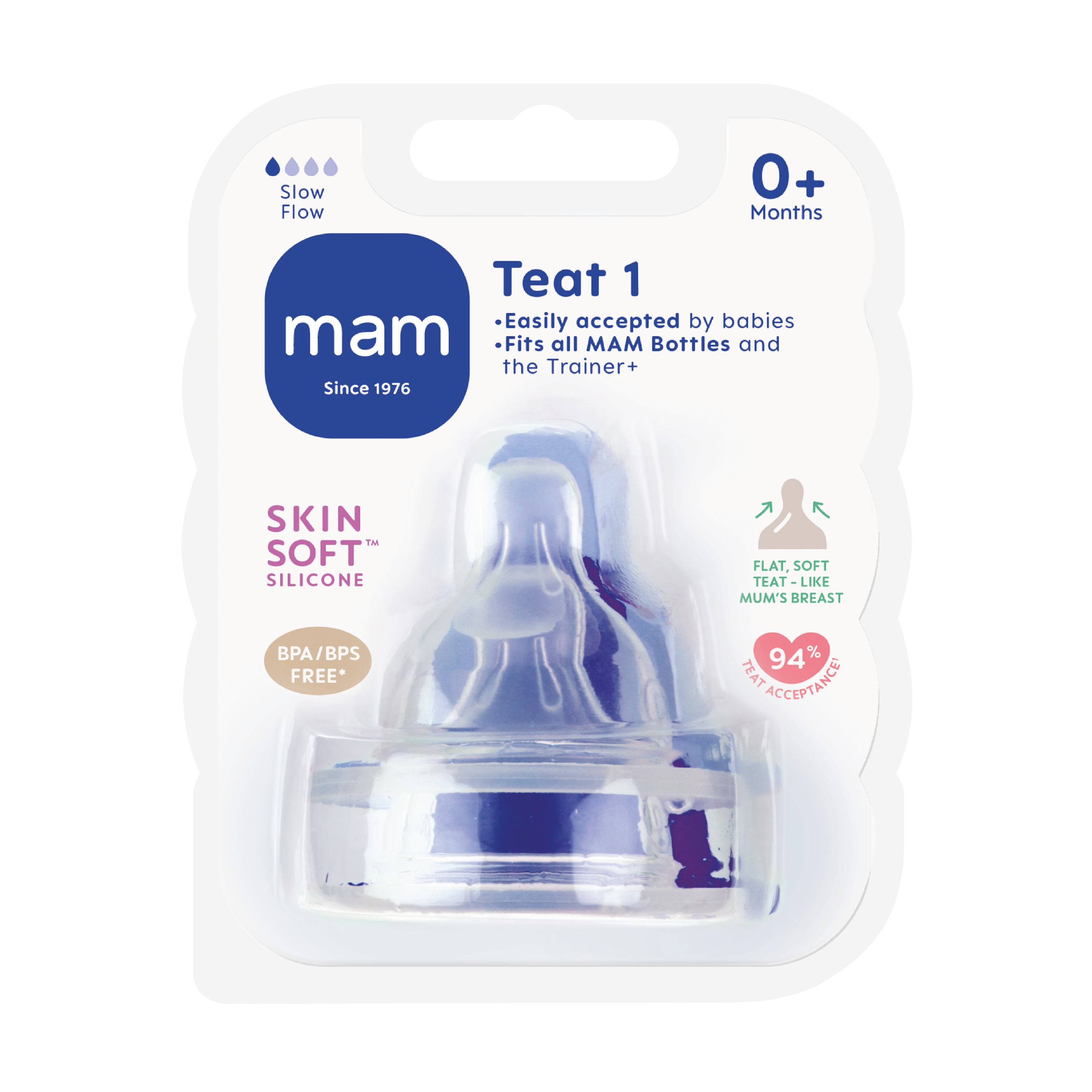 MAM Flaskesmokk Teat str 1, 2 stk.