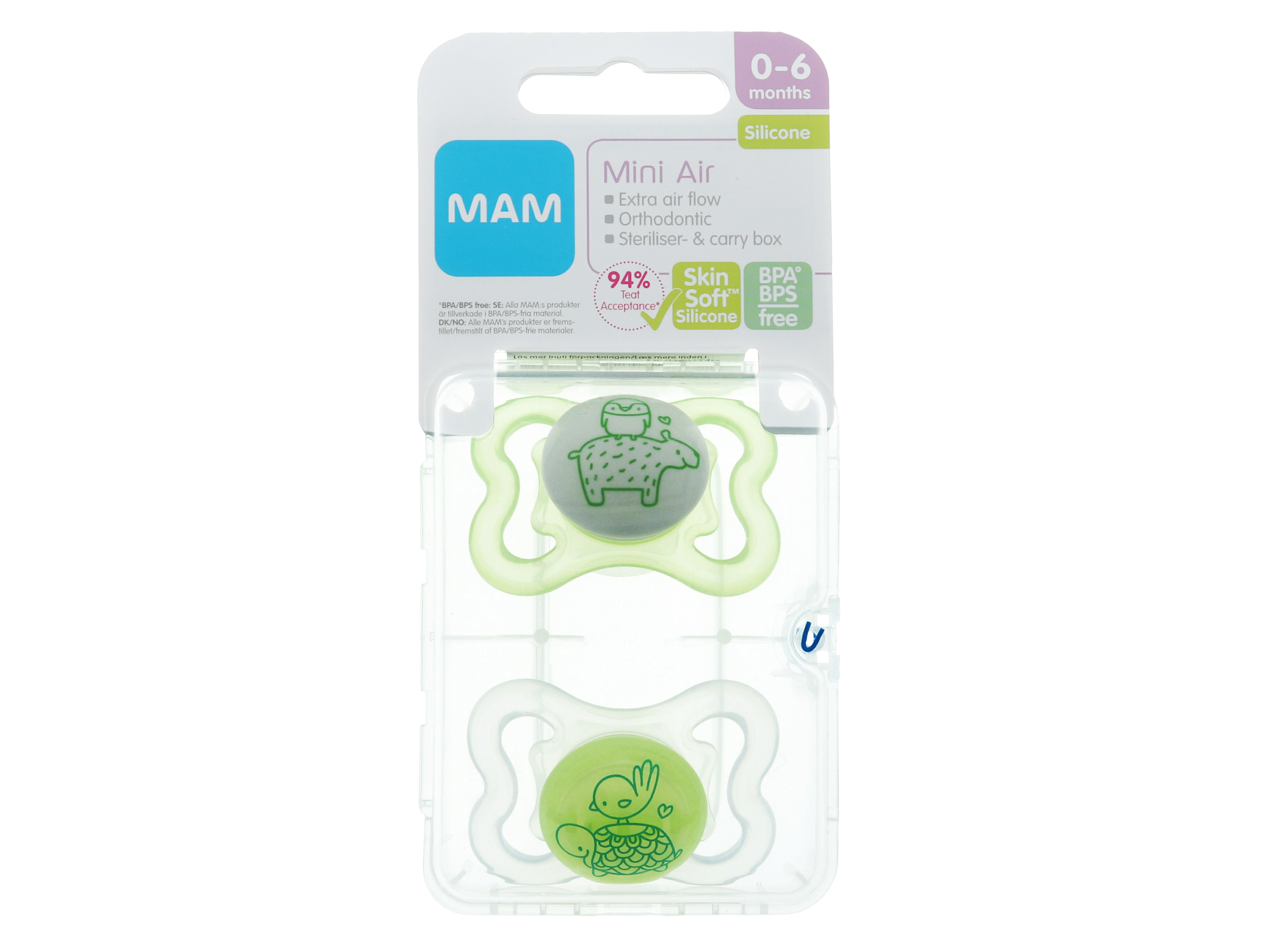 MAM Mam Mini Air Silk Teat Neutral, 0–6 mnd, 2 stk.