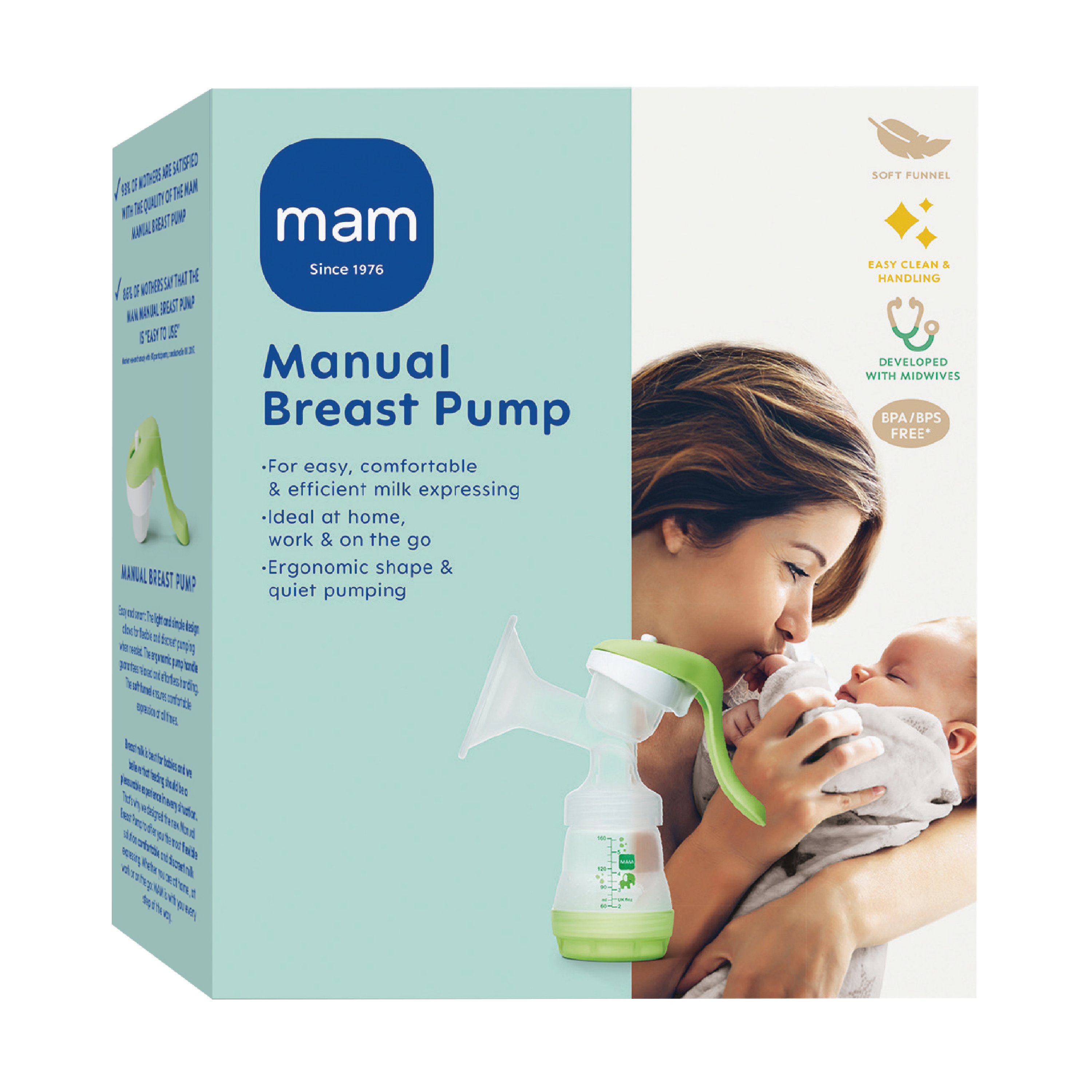 MAM Manuell Brystpumpe, Assorterte farger, 1 stk.