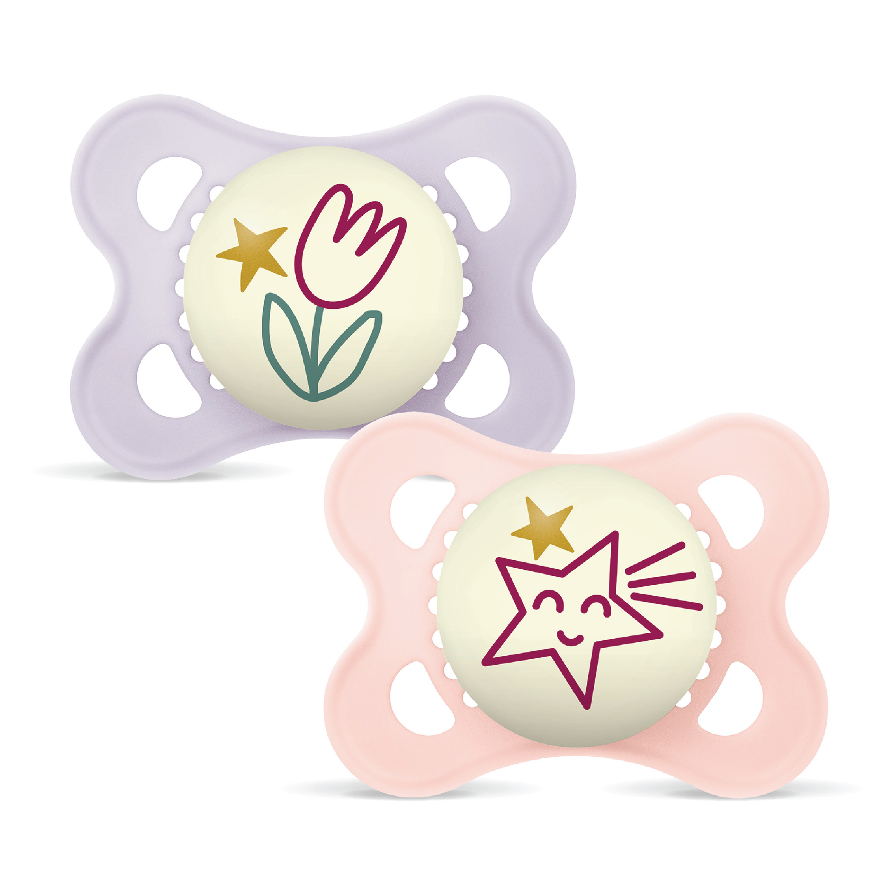 MAM Original Night Smokk, 0-6 mnd, rosa/lilla, 2 stk.