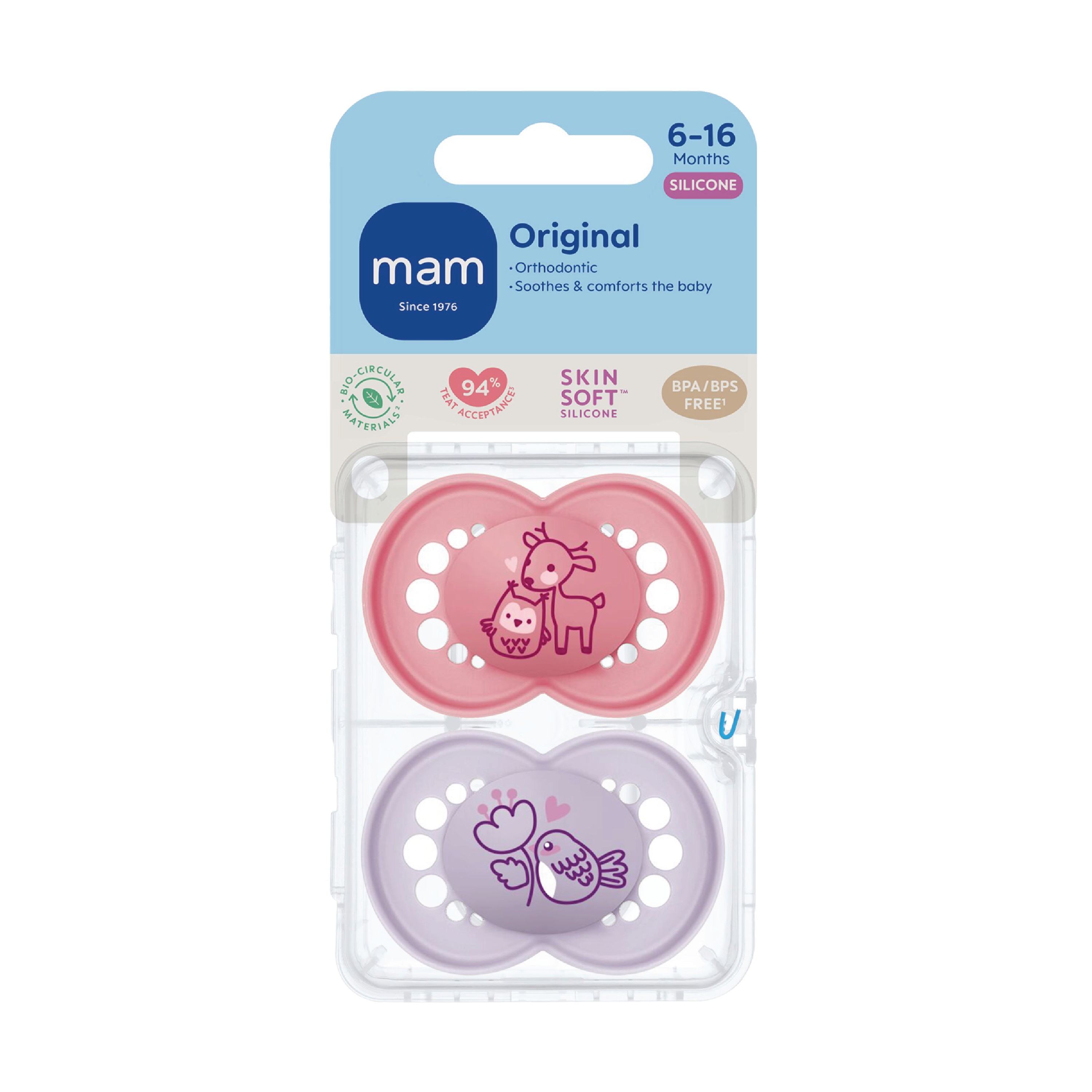 MAM Original Smokk, 6-16 mnd, rosa/lilla, 2 stk.