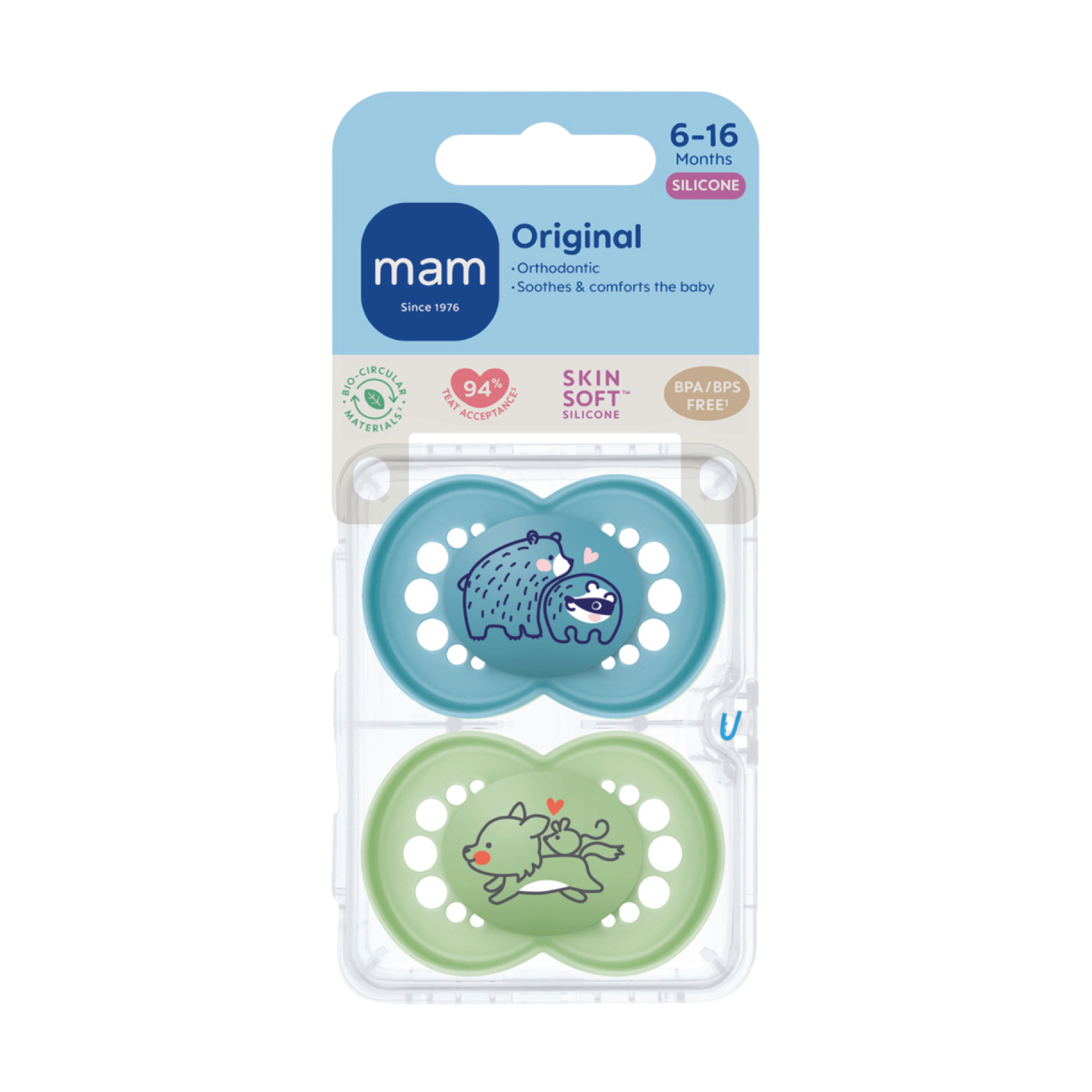 MAM Original Smokk, 6-16 mnd, blå/grønn, 2 stk.