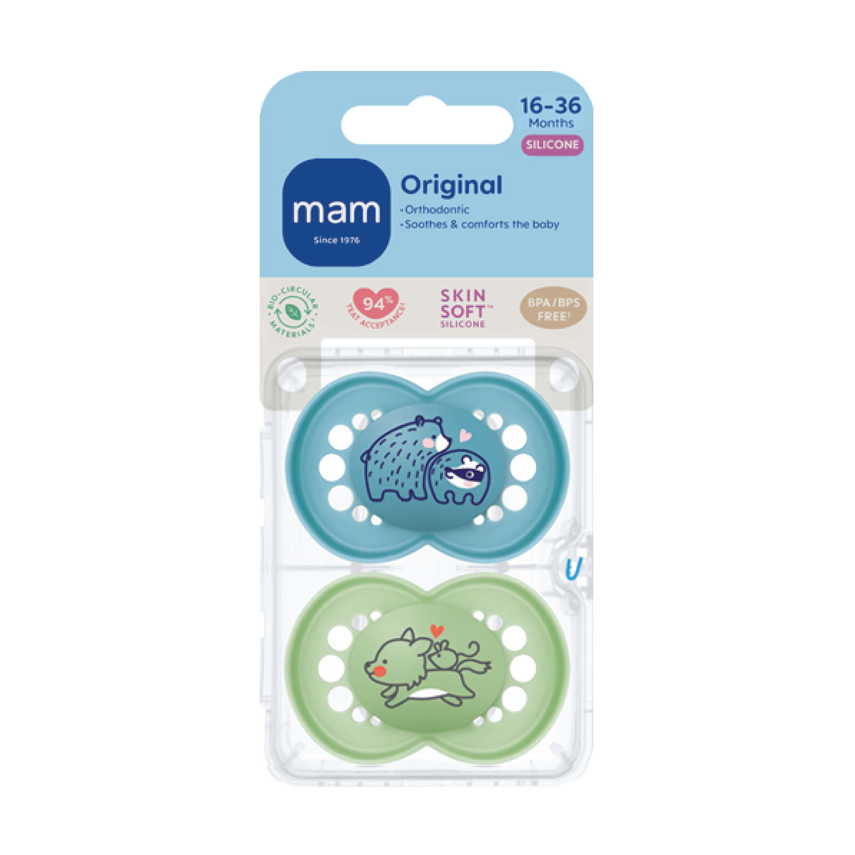 MAM Original Smokk, 16-36 mnd, blå/grønn, 2 stk.