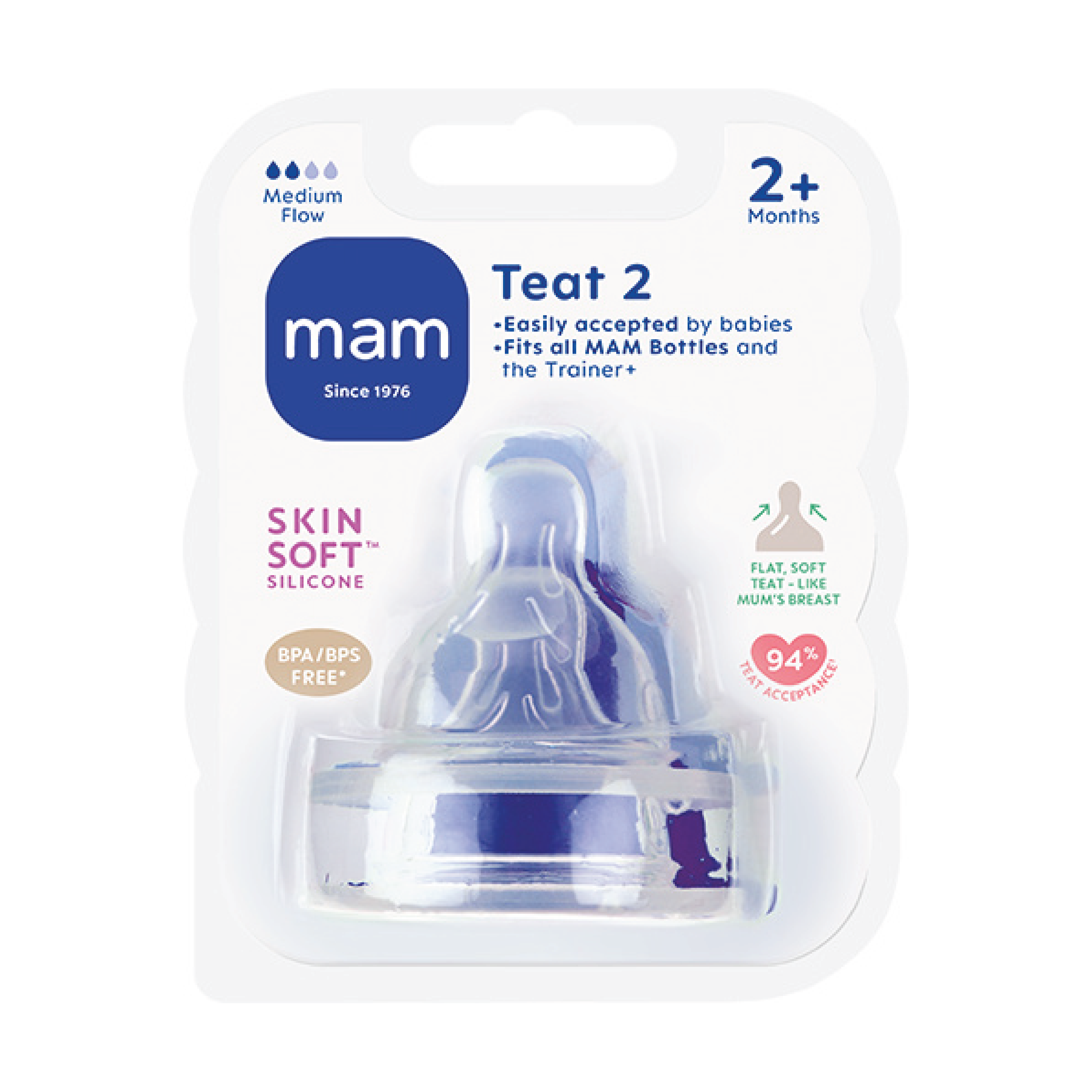 MAM Skin Soft flaskesmokk, Str. 2, 2 stk.