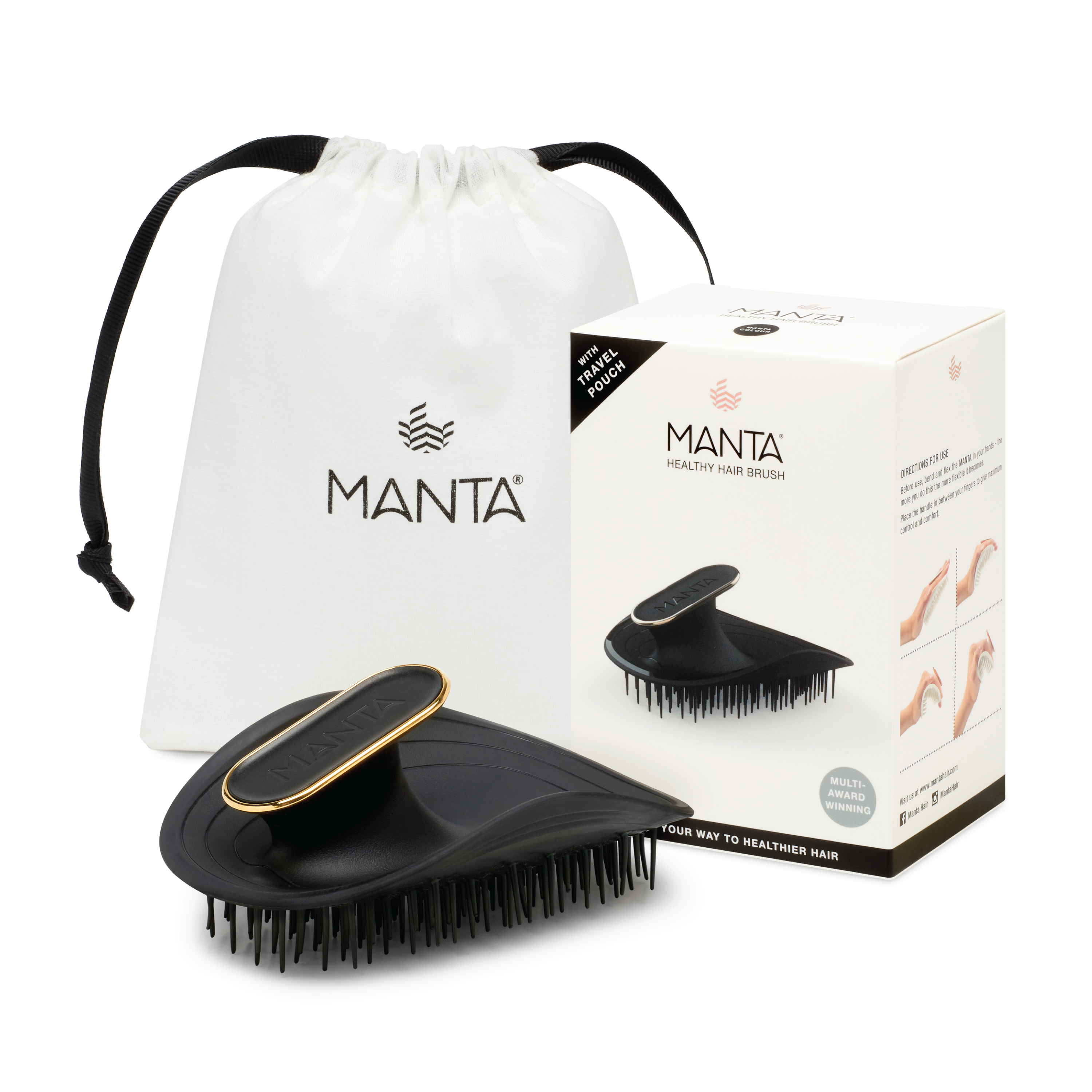 MANTA Original Hårbørste, Sort, 1 stk.