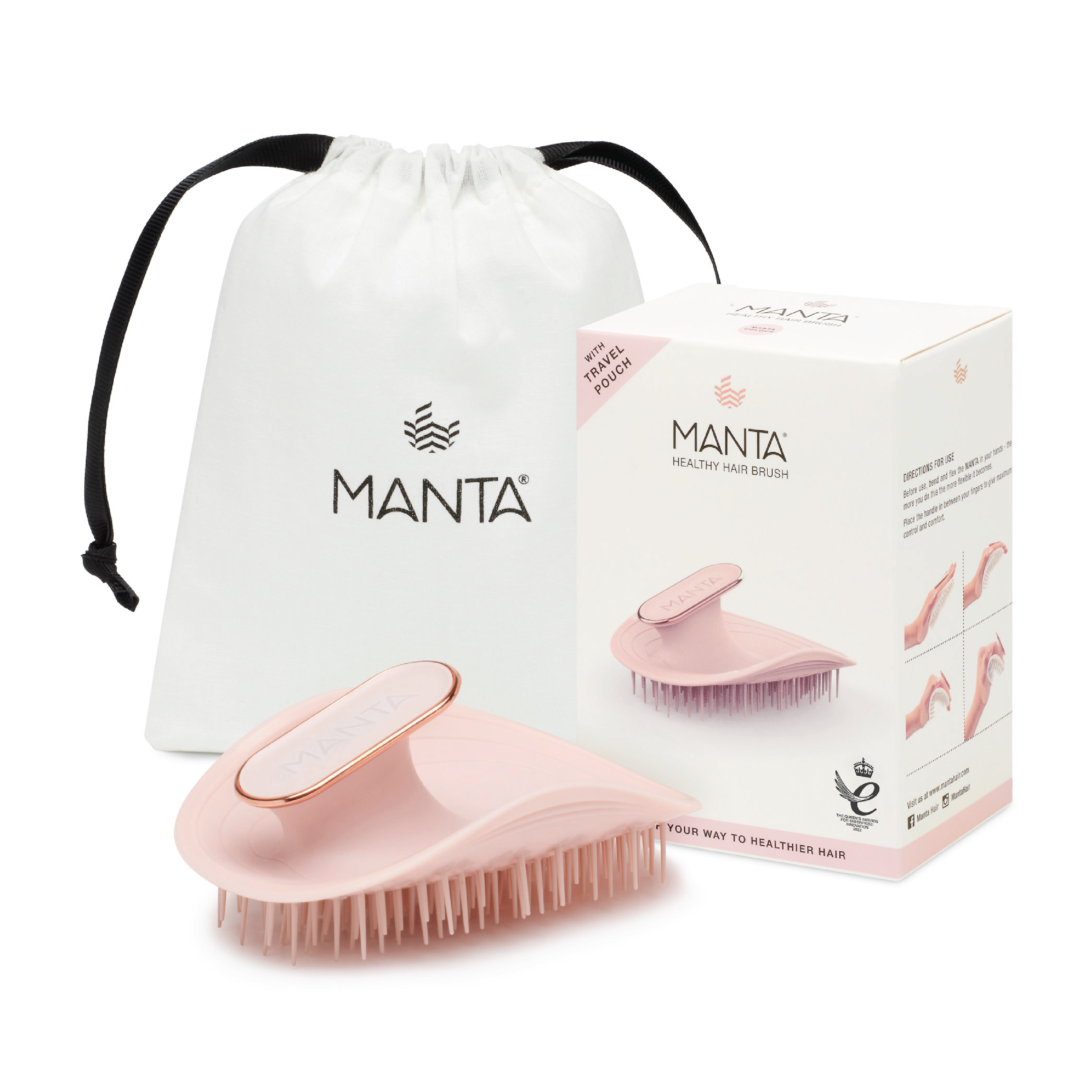 MANTA Original Hårbørste, Rosa, 1 stk.