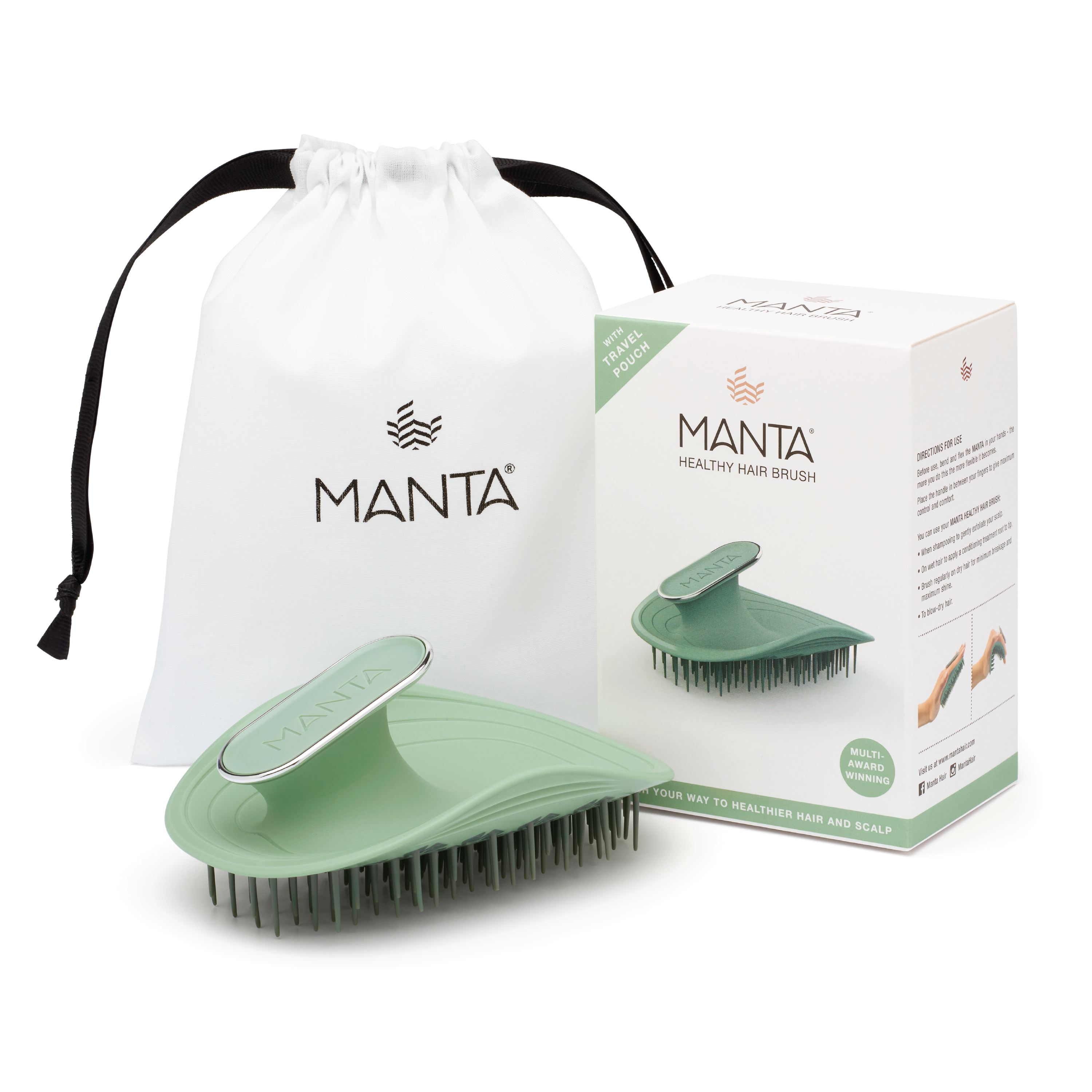 MANTA Original Hårbørste, Grønn, 1 stk.