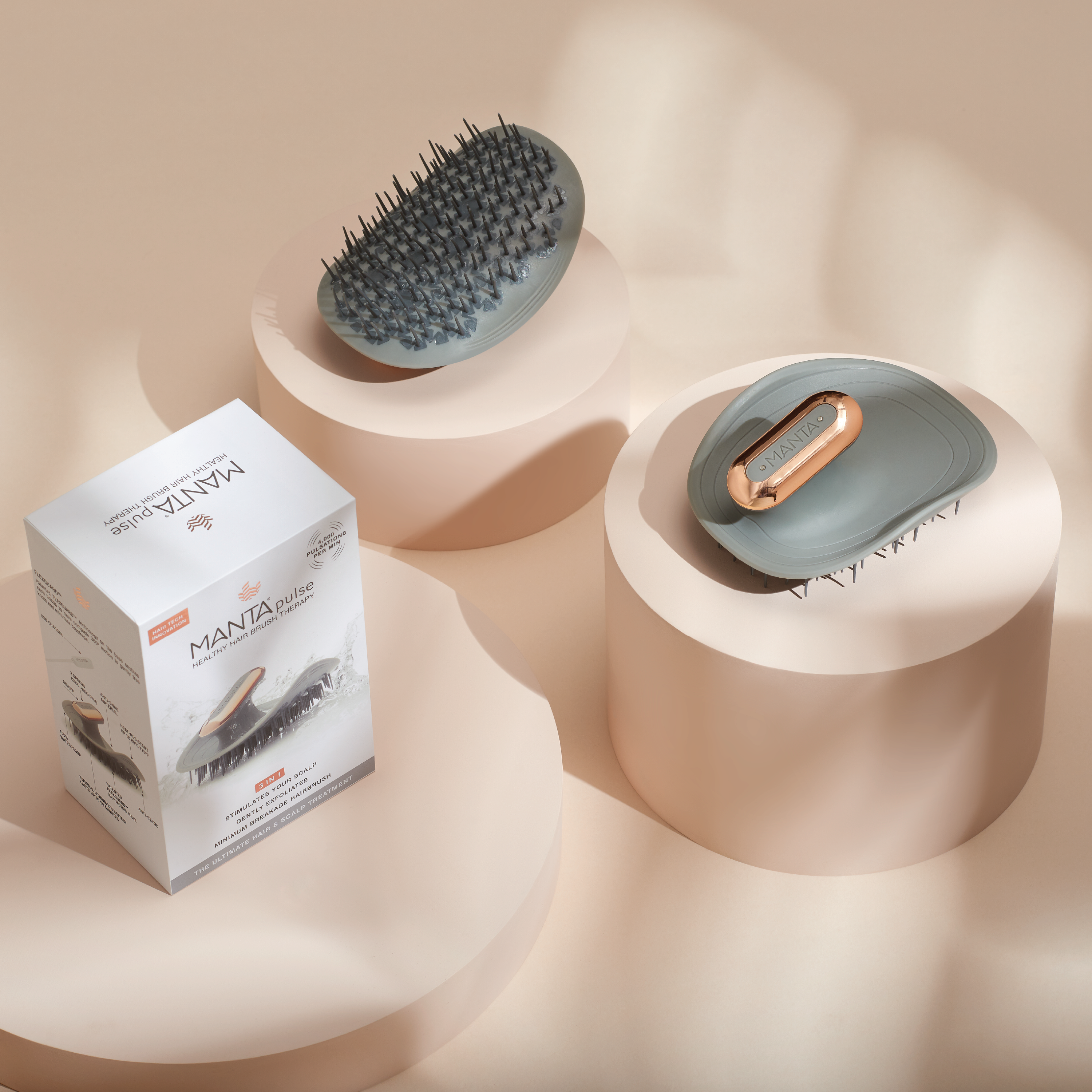 MANTA Pulse Elektrisk Hårbørste, Grå, 1 stk.