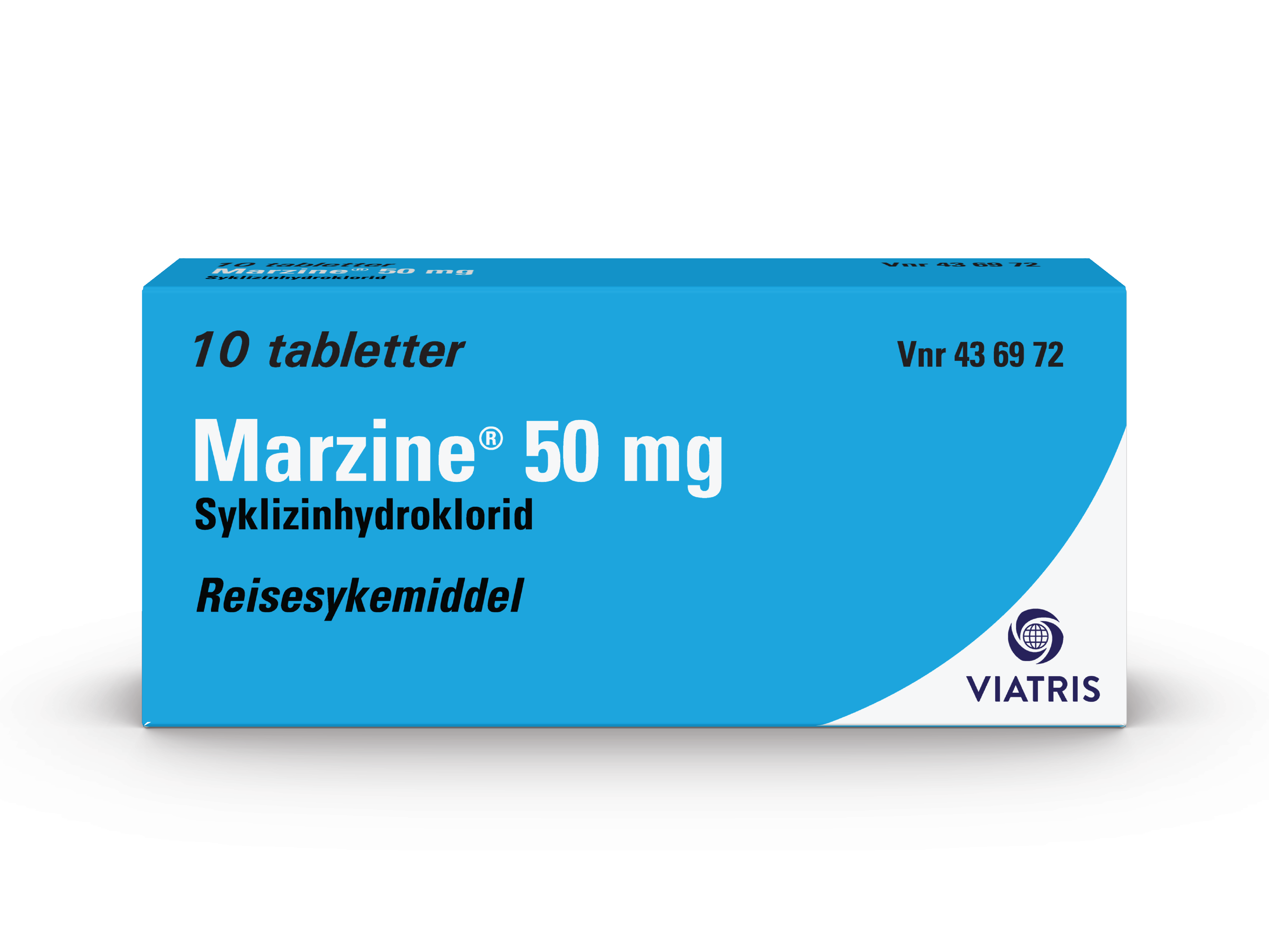 Marzine Tabletter 50mg, 10 stk. på brett