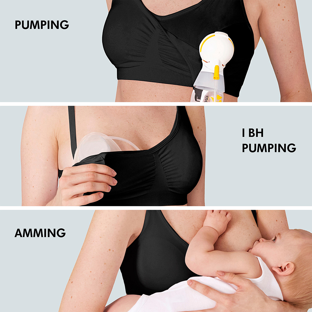 Medela 3-i-1 amme- og pumpe-BH, Small, svart, 1 stk.