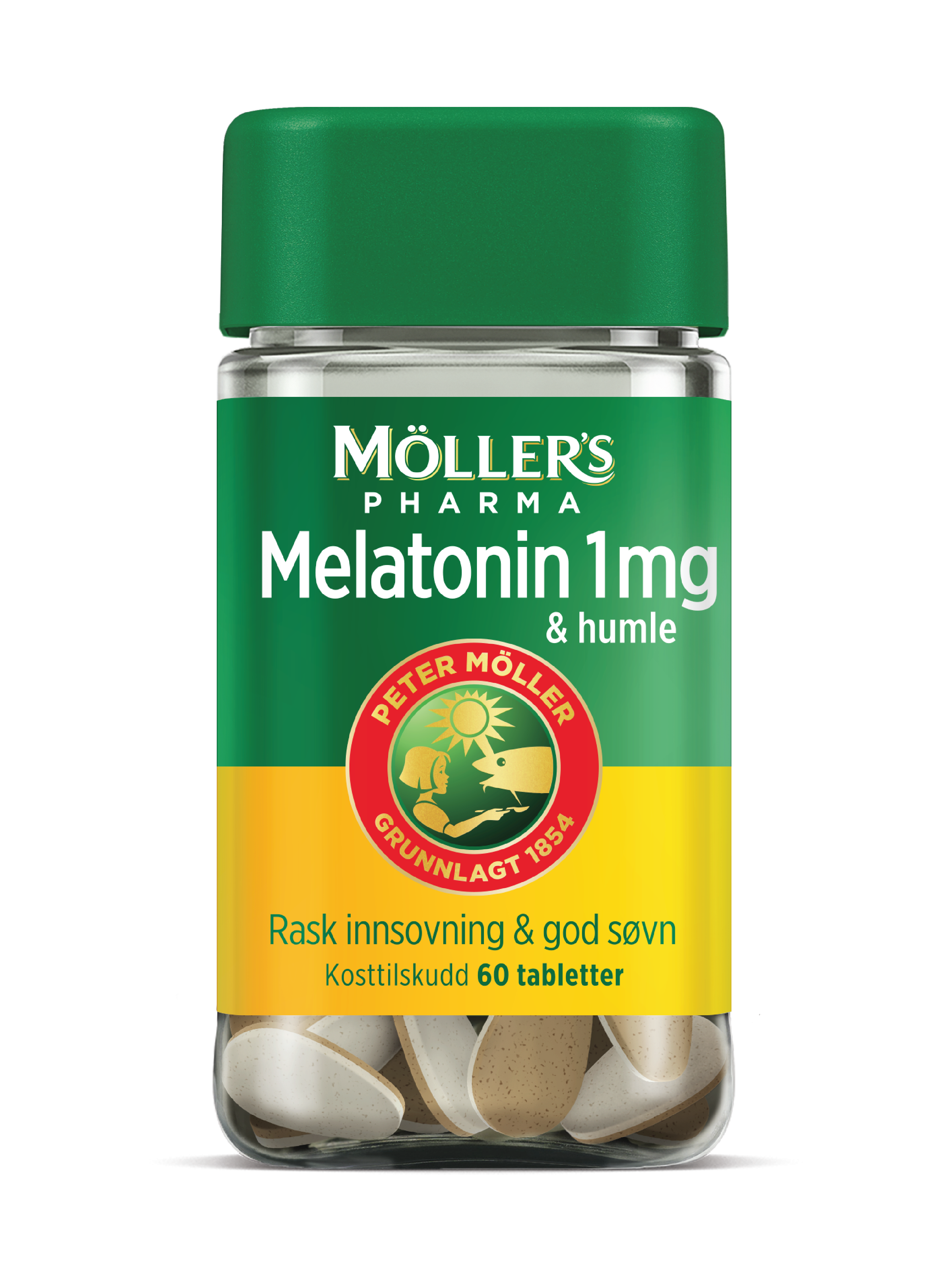Möller's Pharma 1 mg melatonin & humle tabletter, 60 stk.