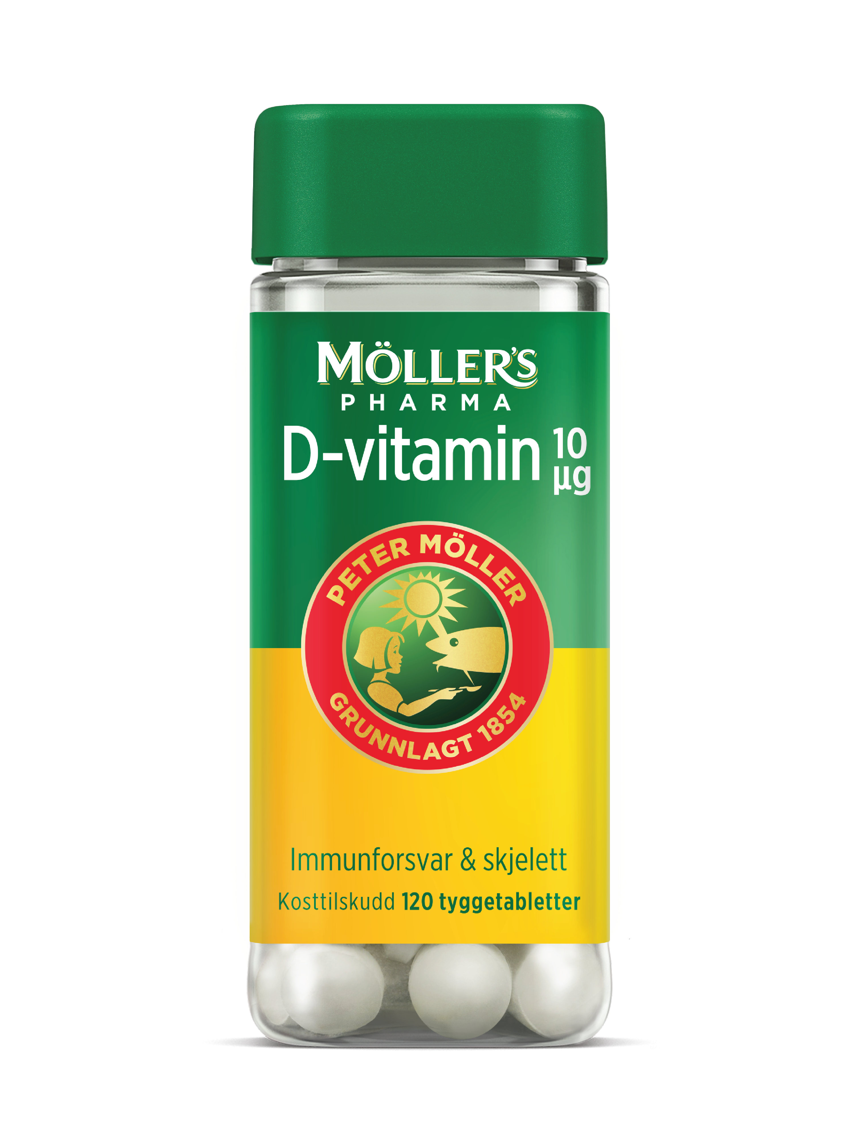 Möller's Pharma 10 µg D-vitamin tyggetabletter, 120 stk.