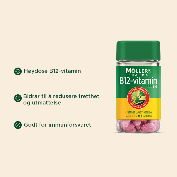 Möller's Pharma 1000 µg B12-vitamin tabletter, 100 stk.