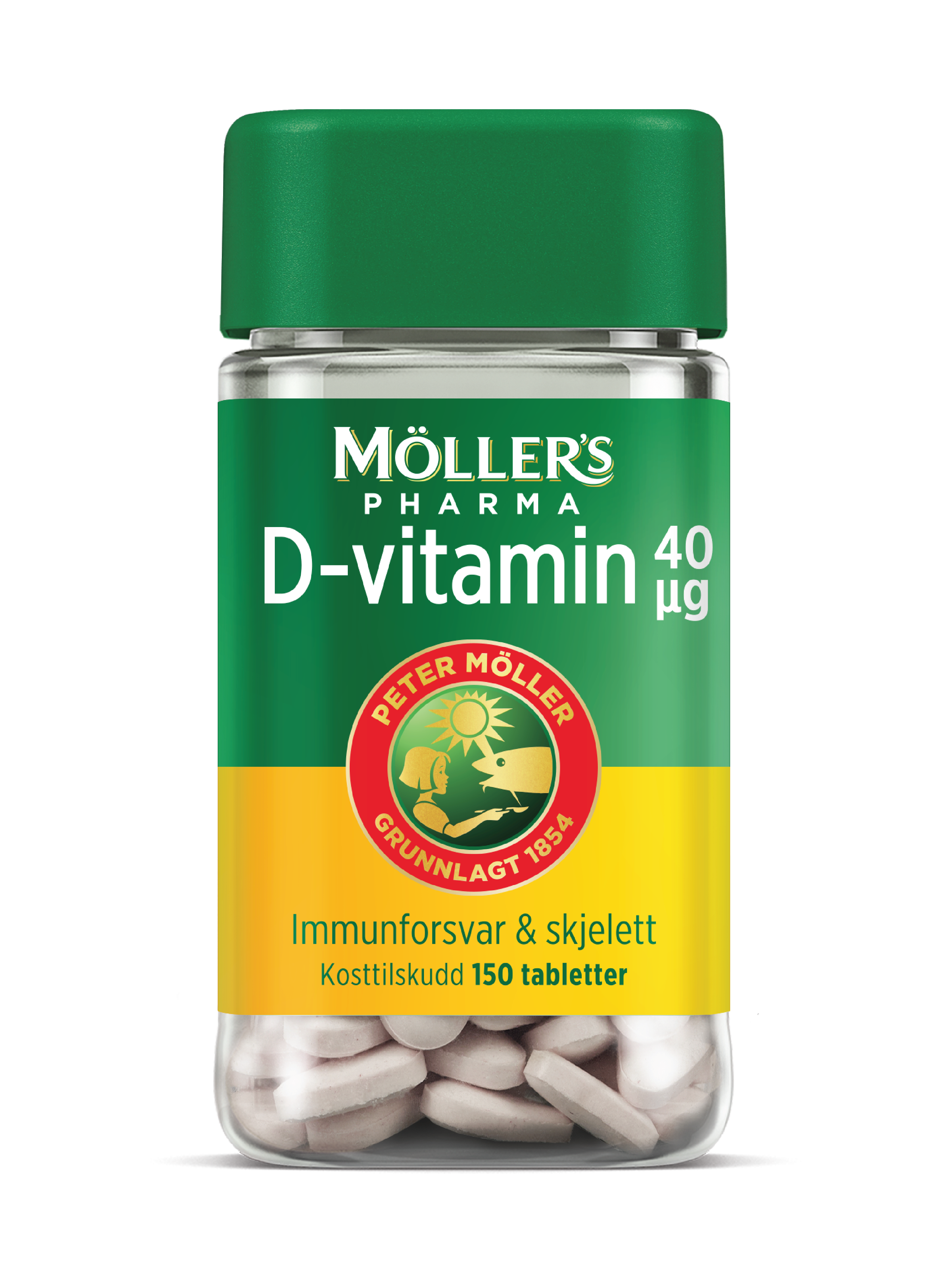 Möller's Pharma 40 µg D-vitamin tabletter, 150 stk.