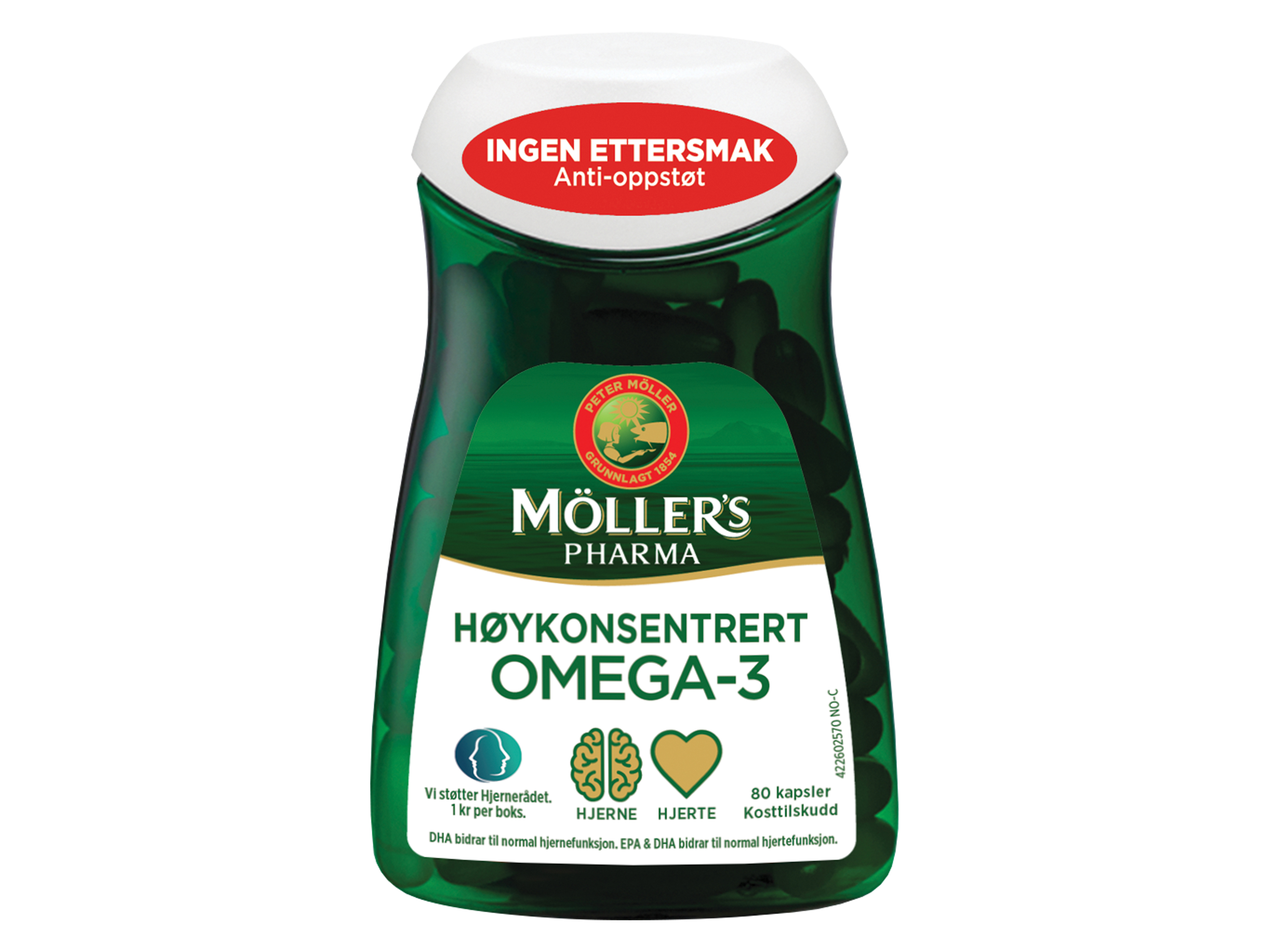Möller's Pharma Høykonsentrert Omega-3, 80 kapsler - Tran og omegaprodukter  - Farmasiet.no