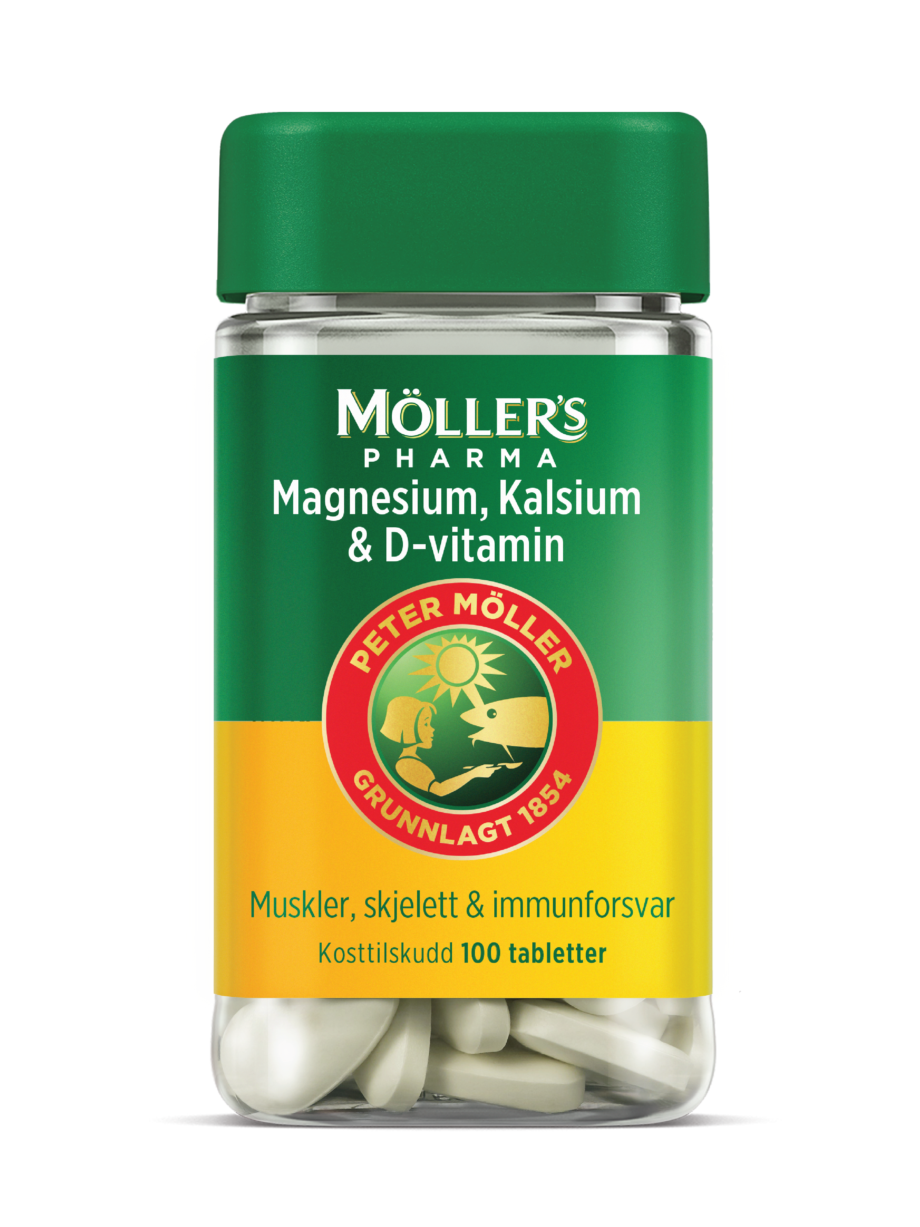 Möller's Pharma Magnesium, Kalsium & D-vitamin tabletter, 100 stk.