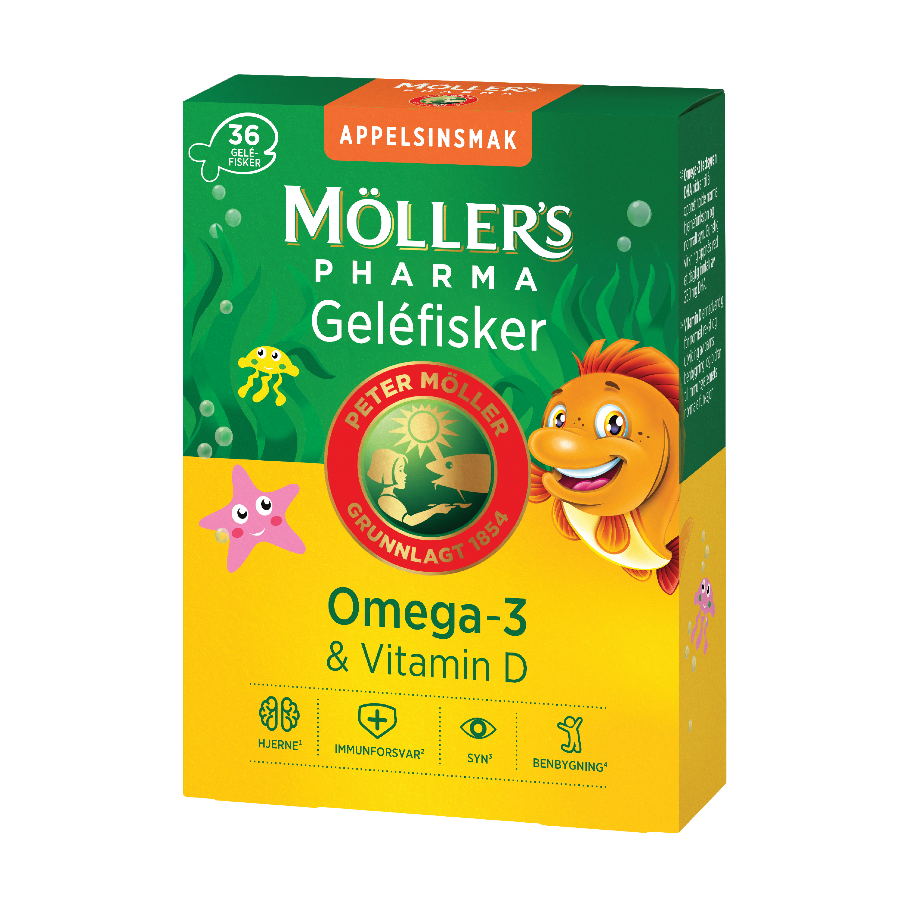 Möller's Pharma Omega-3 Gelefisker, 36 stk.