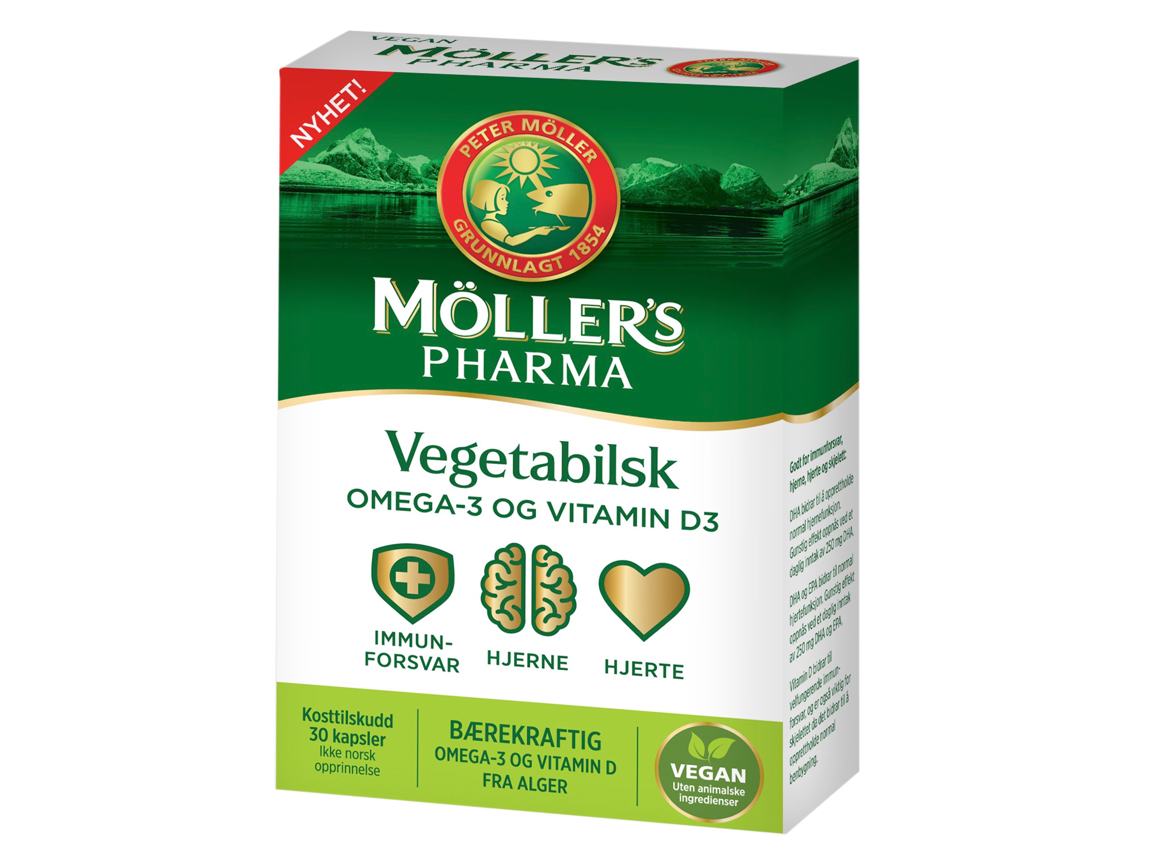 Möller's Pharma Vegetabilsk Omega-3 og Vitamin D3, 30 stk