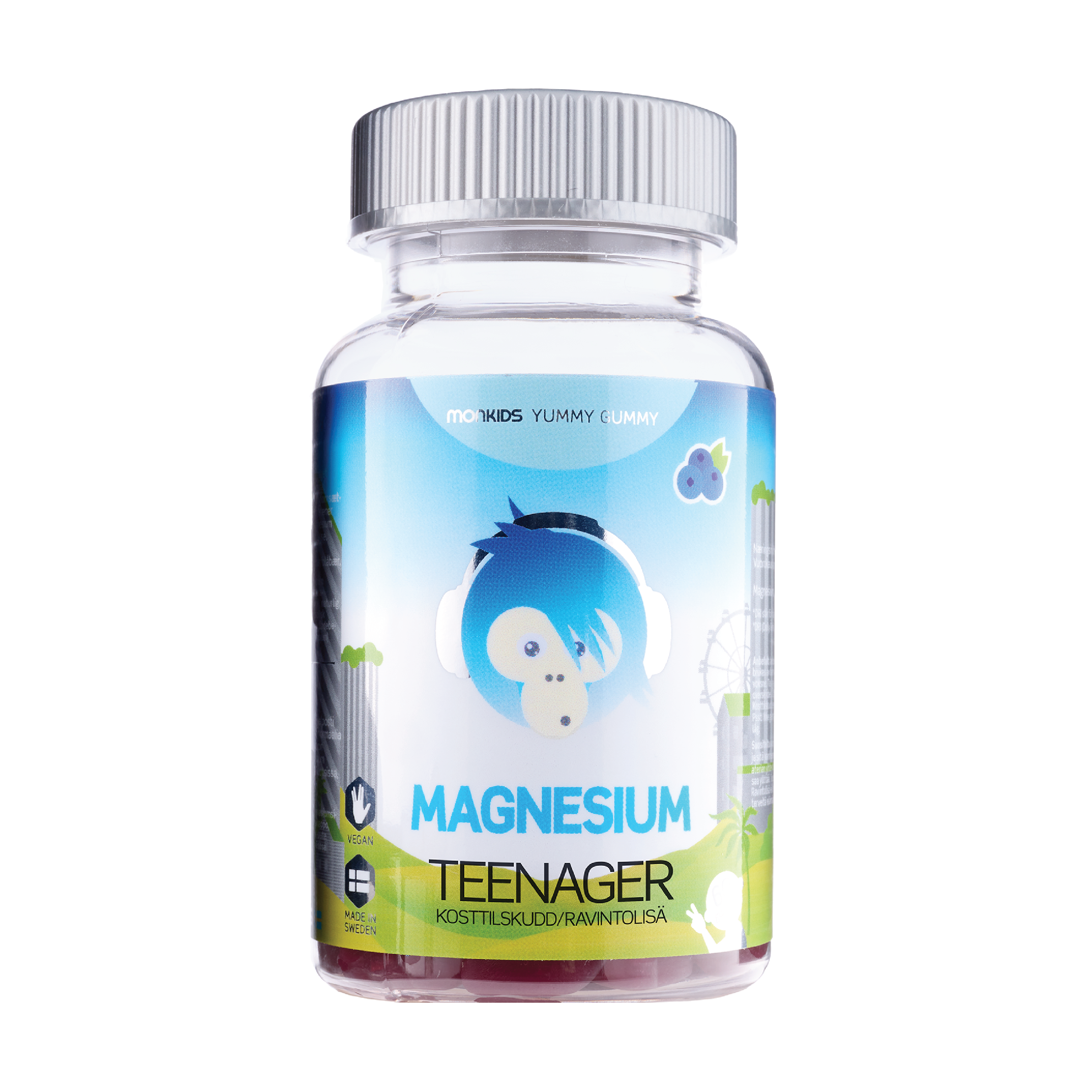 Monkids Magnesium Teenager, Blåbær, 60 stk.