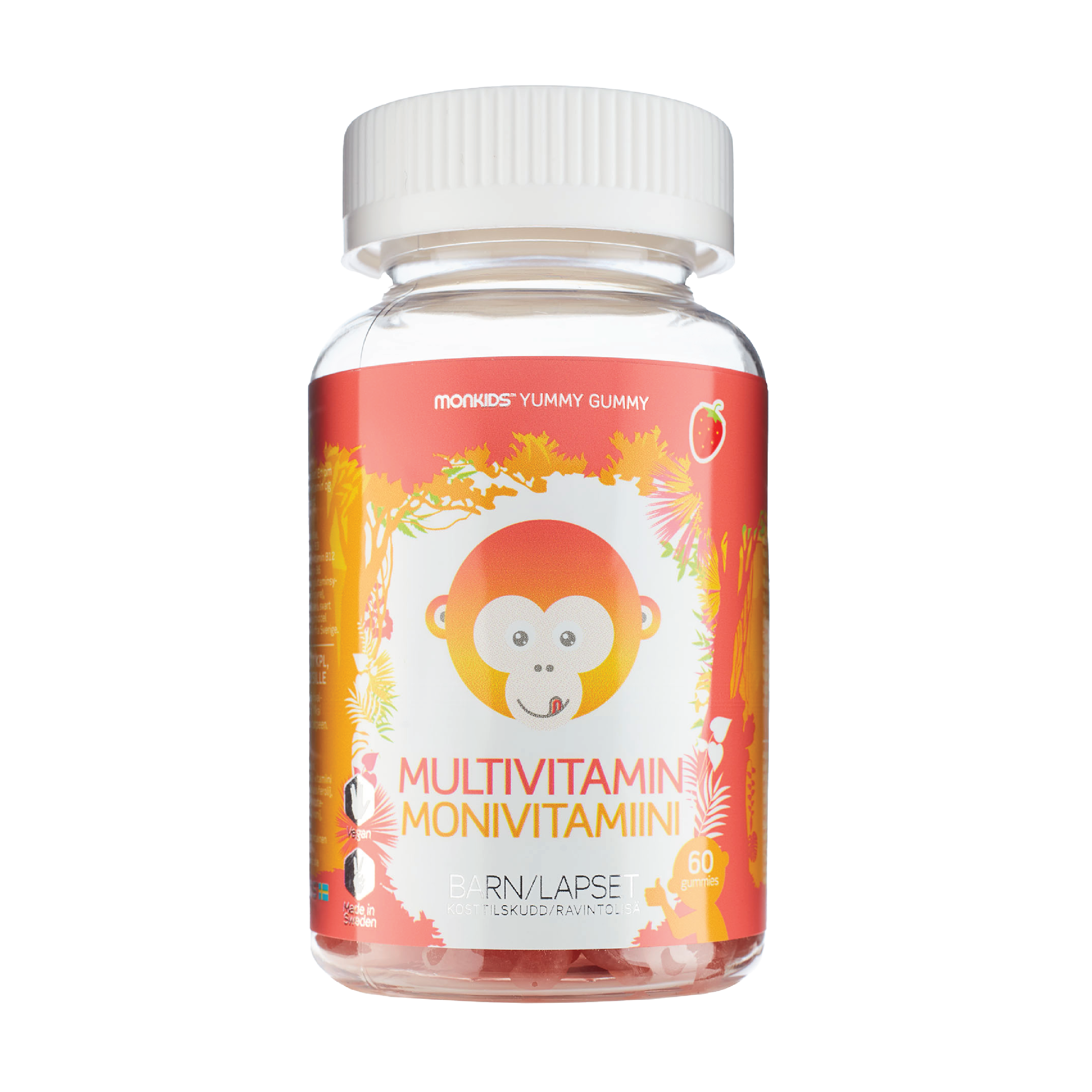 Monkids Multivitamin Barn, Jordbær, 60 stk.