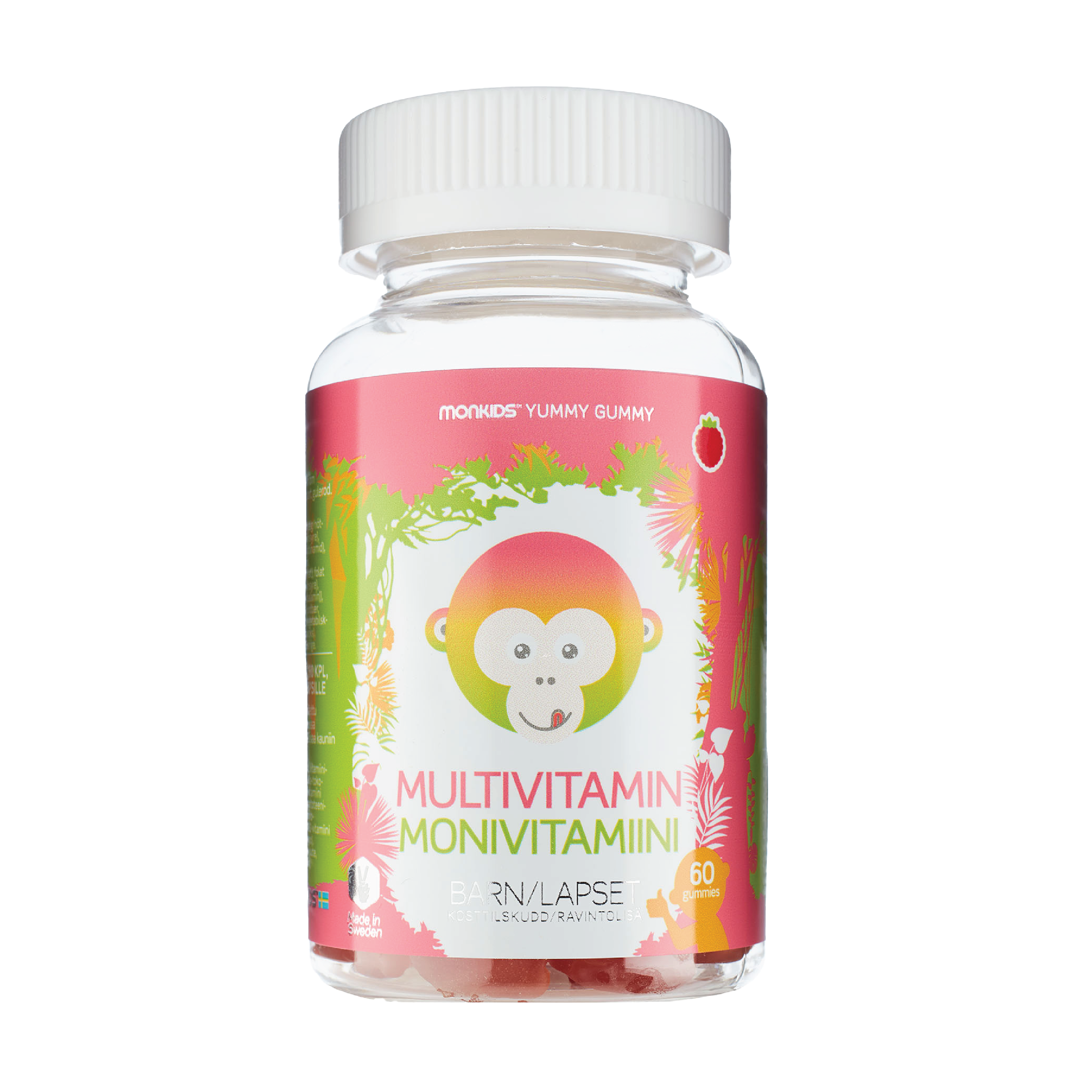 Monkids Multivitamin Barn, Bringebær, 60 stk.