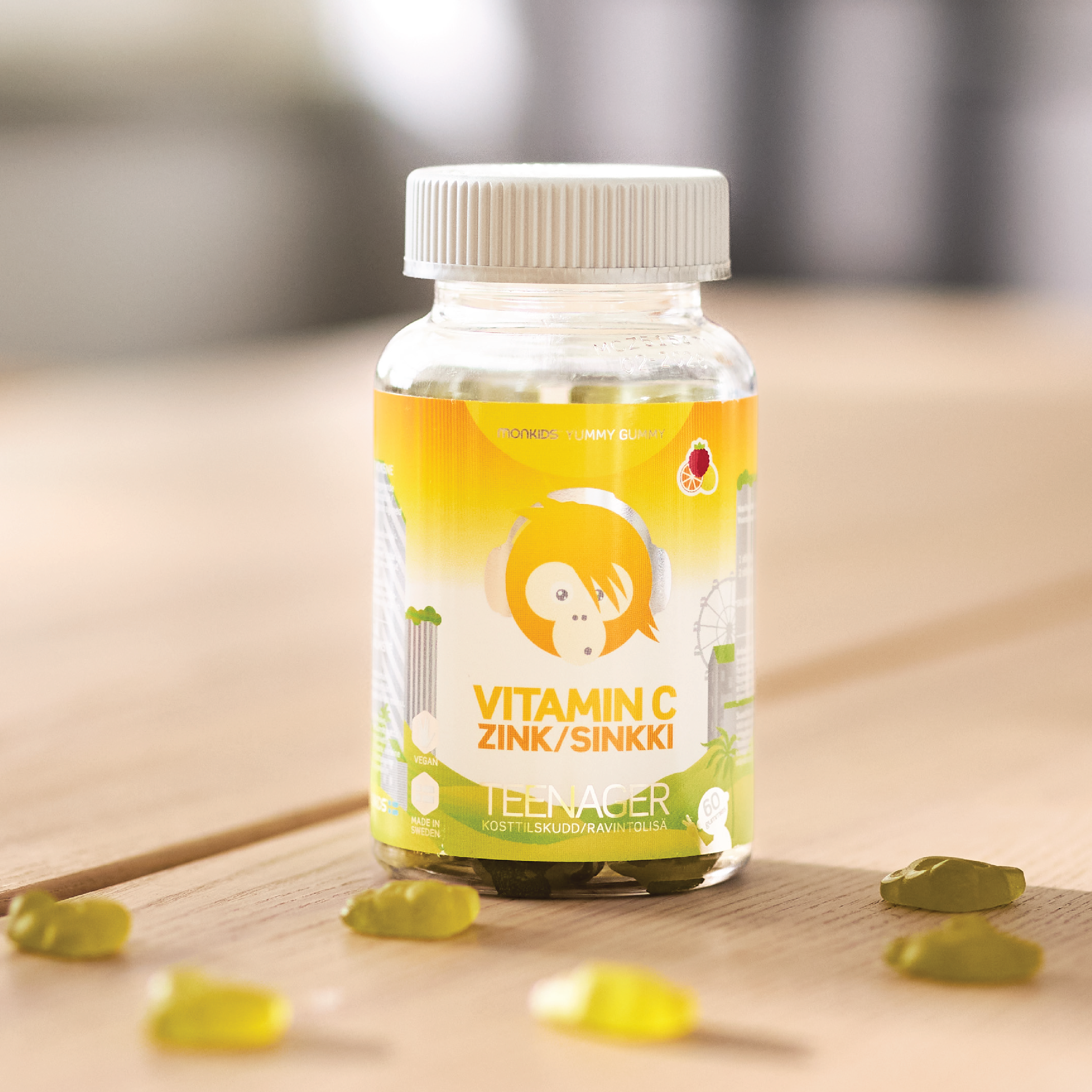 Monkids Vitamin C+Sink Teenager, Frukt, 60 stk.