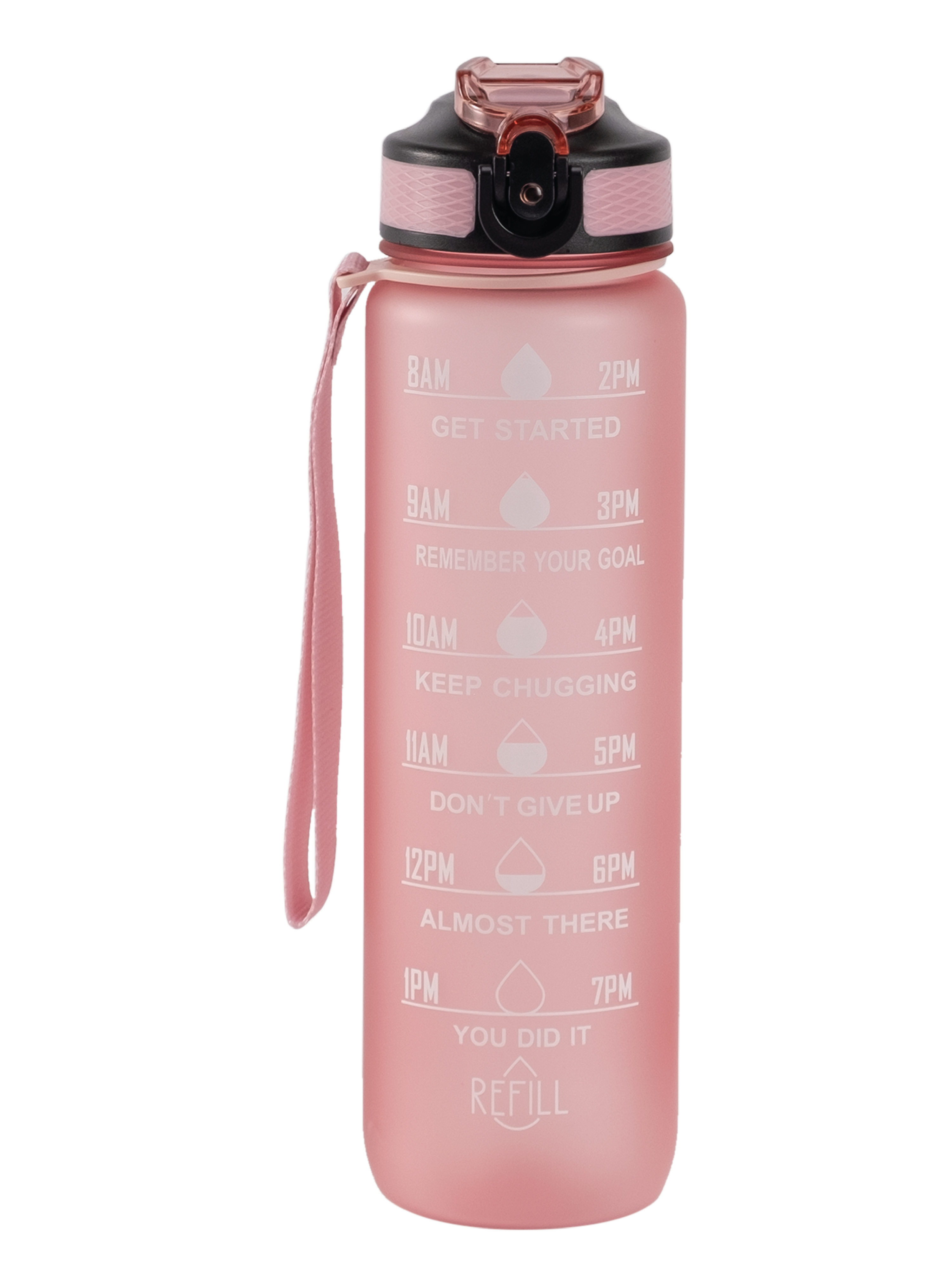Motivational Bottle Drikkeflaske, Lys rosa, 1 L