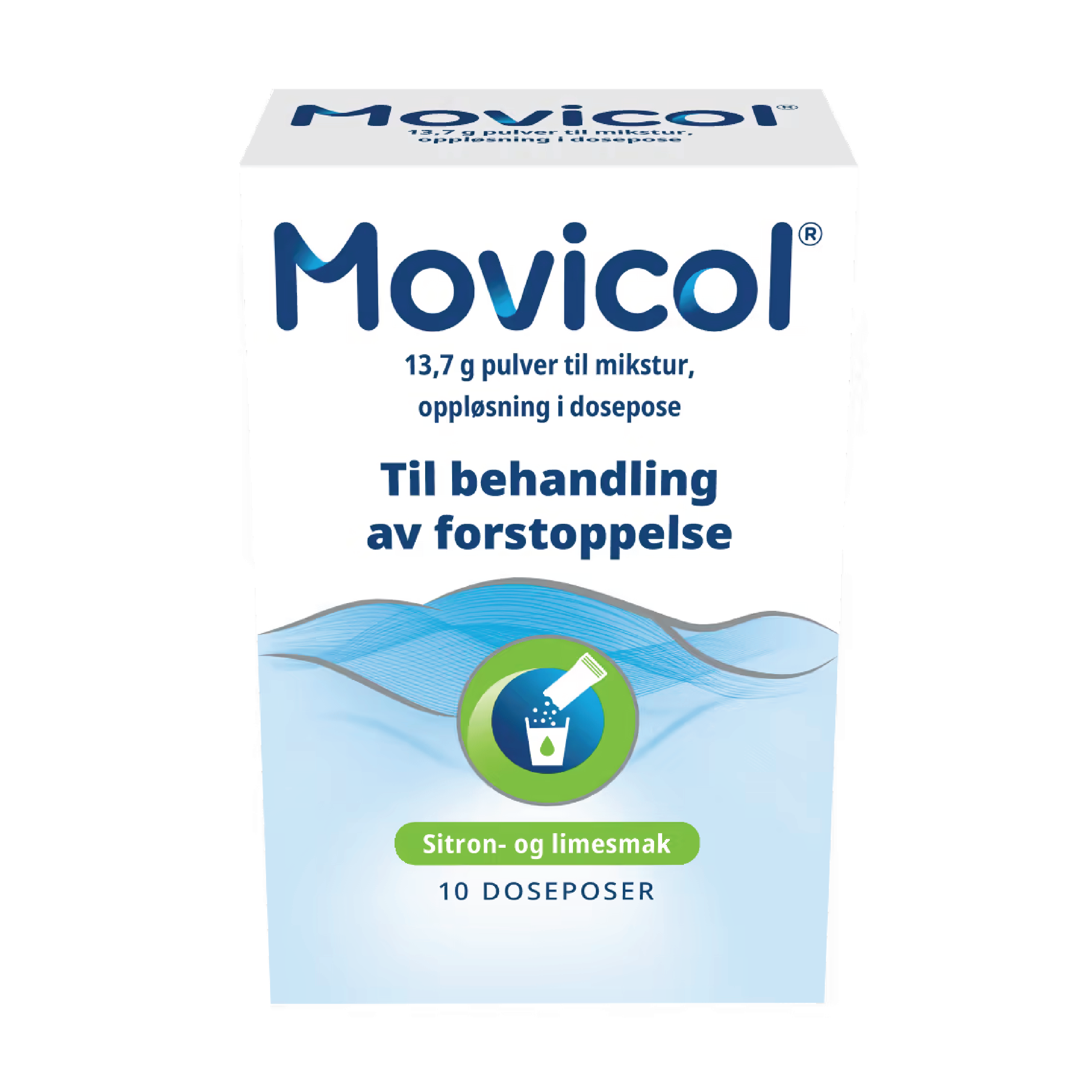 Movicol Pulver til mikstur doseposer, Lime/sitron, 10 stk.