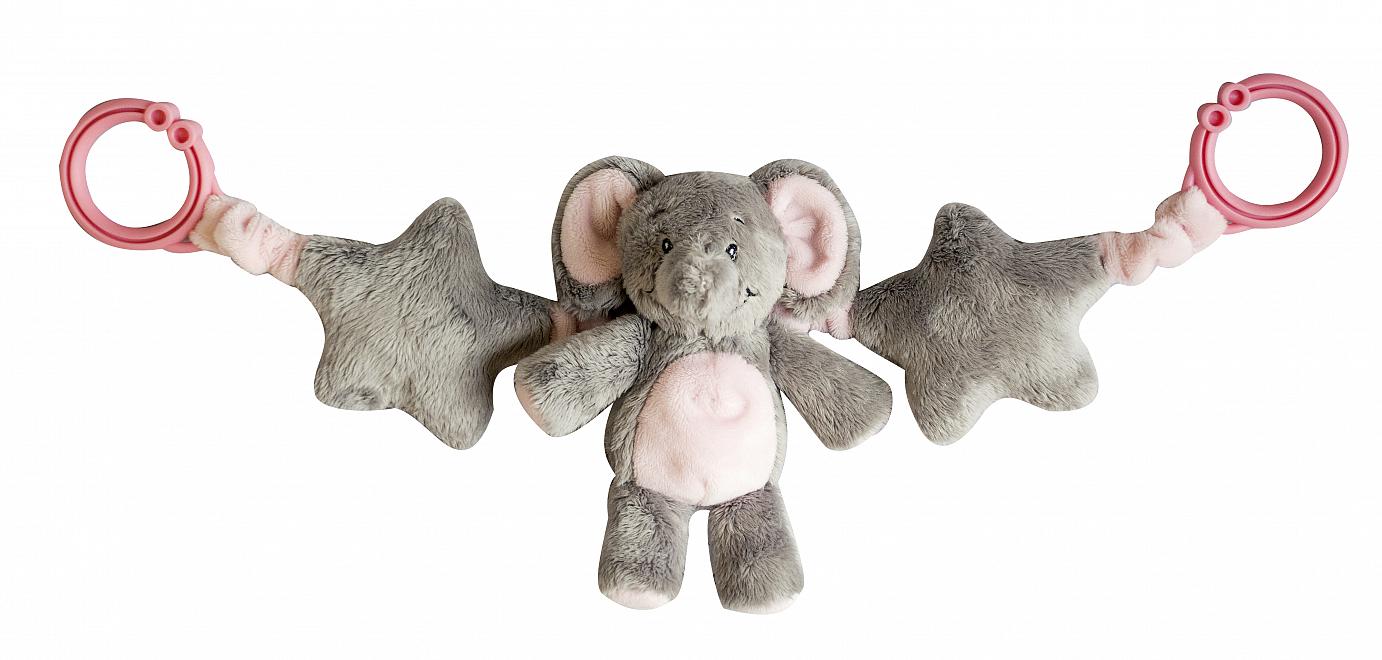 My Teddy Elefant Barnevognkjede, rosa/grå, 1 stk.