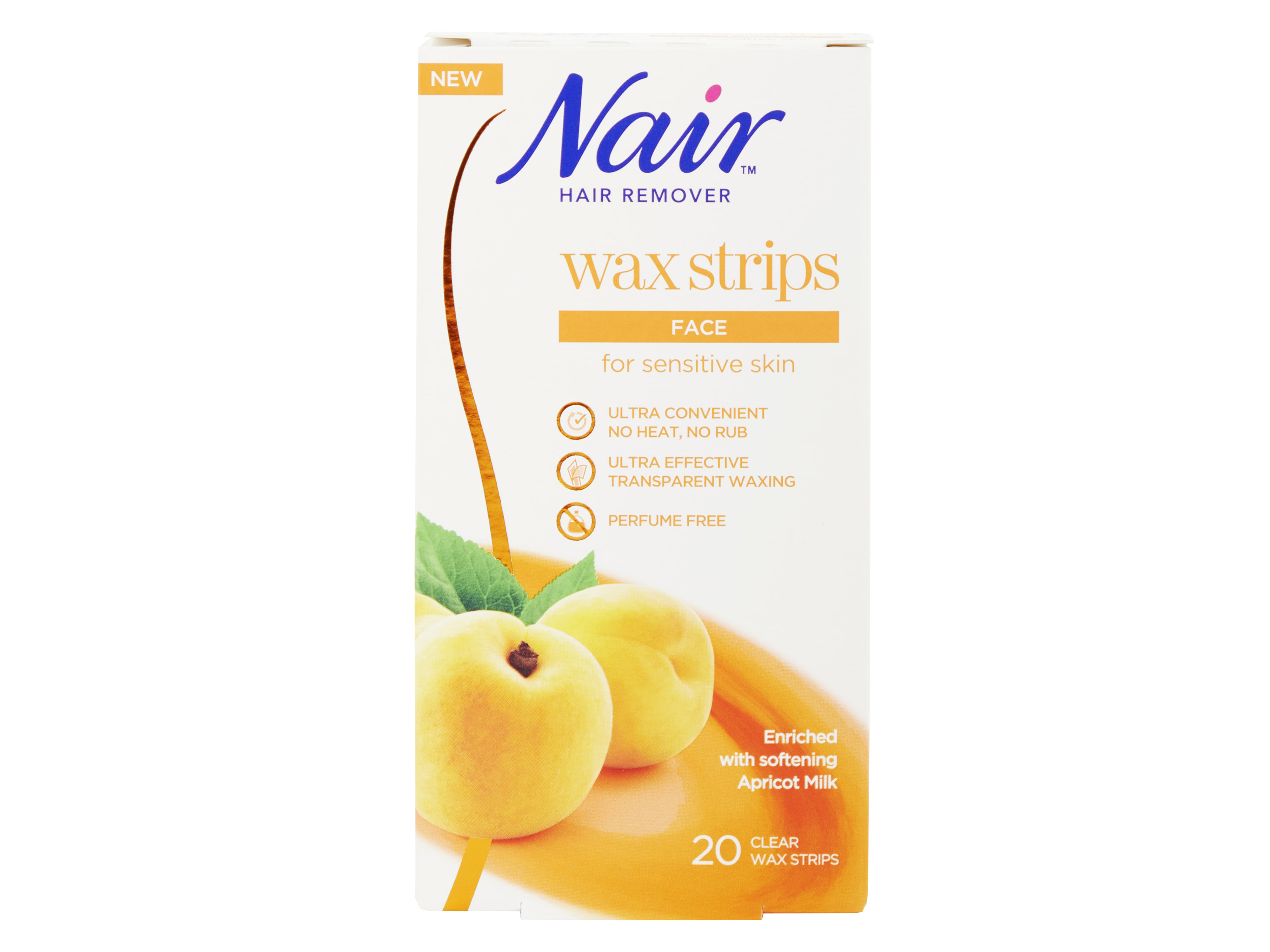 Nair Apricot Wax Strips Face, 20 strips