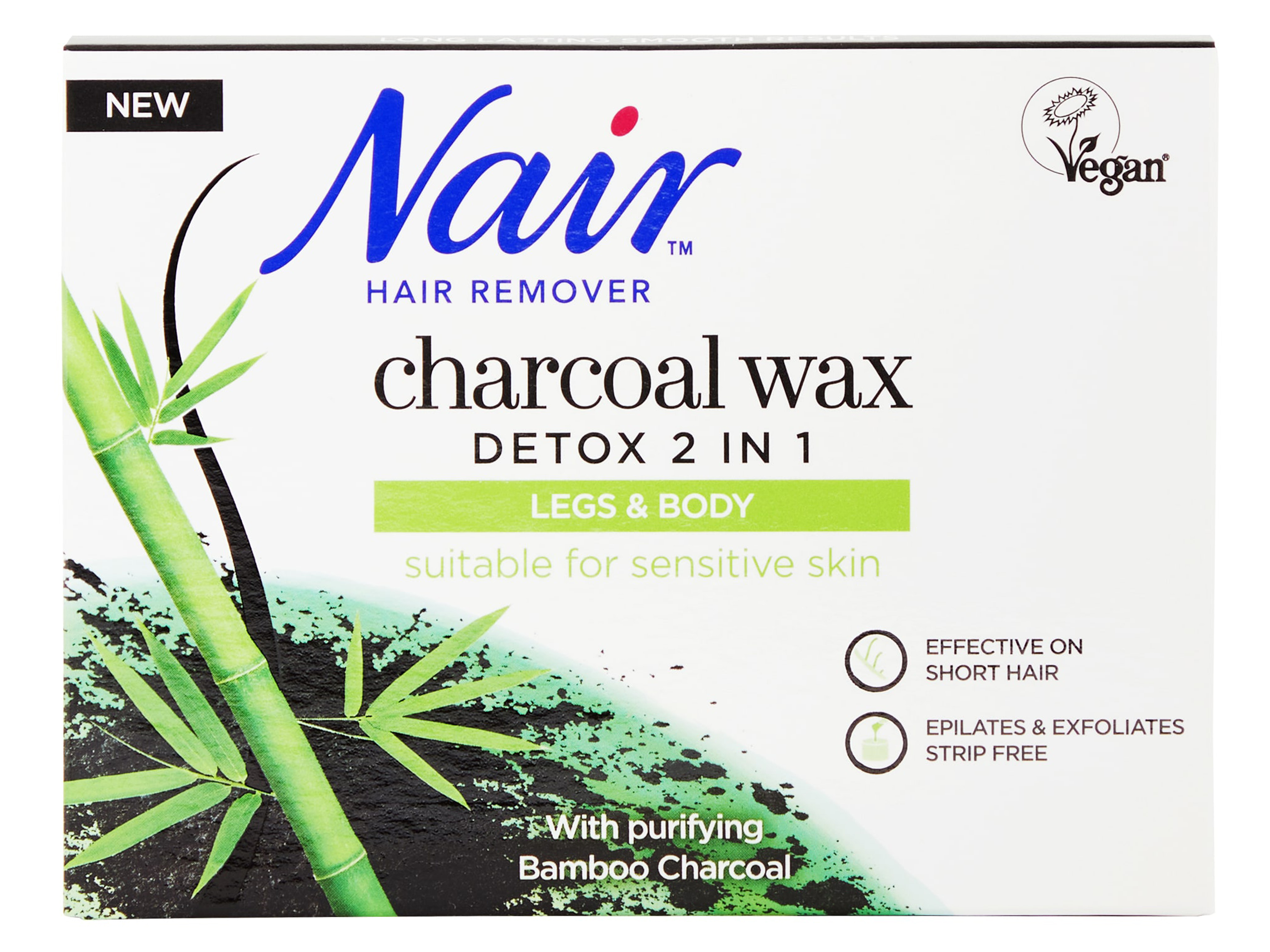 Nair Charcoal 2 in 1 Detox & Hot Wax Legs & Body, 380 gram