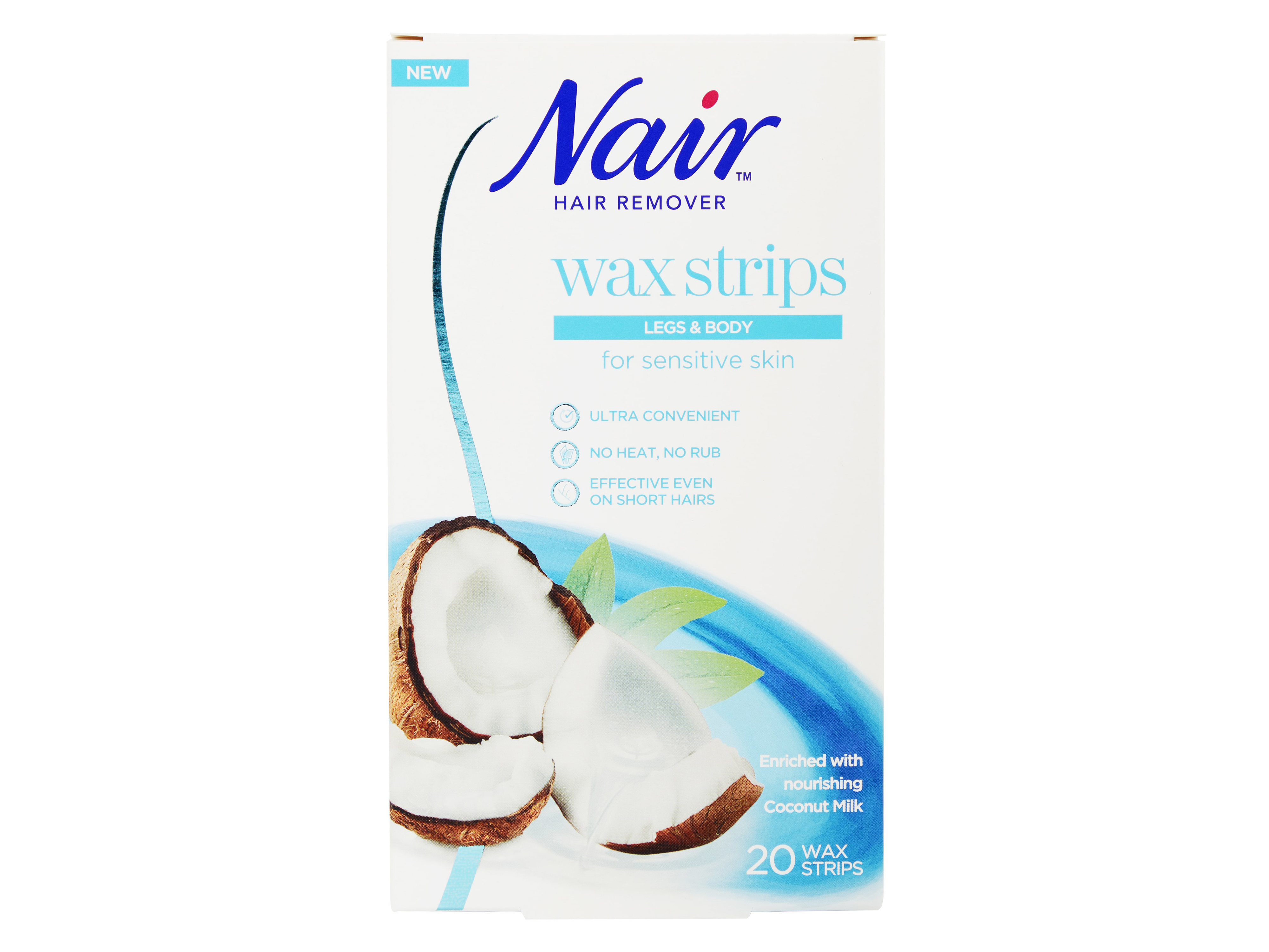 Nair Coconut Wax Strips Legs & Body, 20 strips