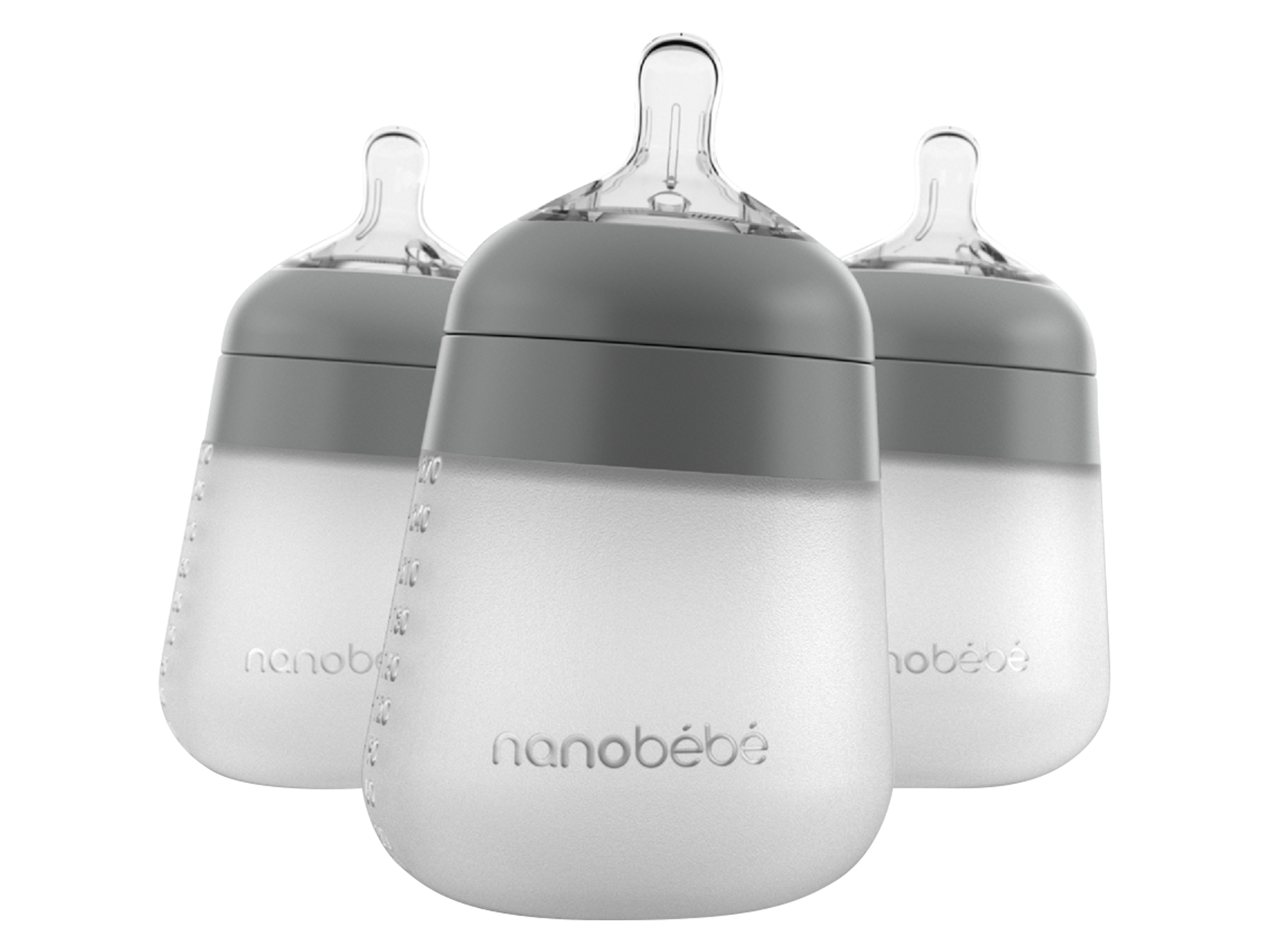 Nanobébé Flexy Silicone Bottle, Grå, 270 ml, 3 stk.