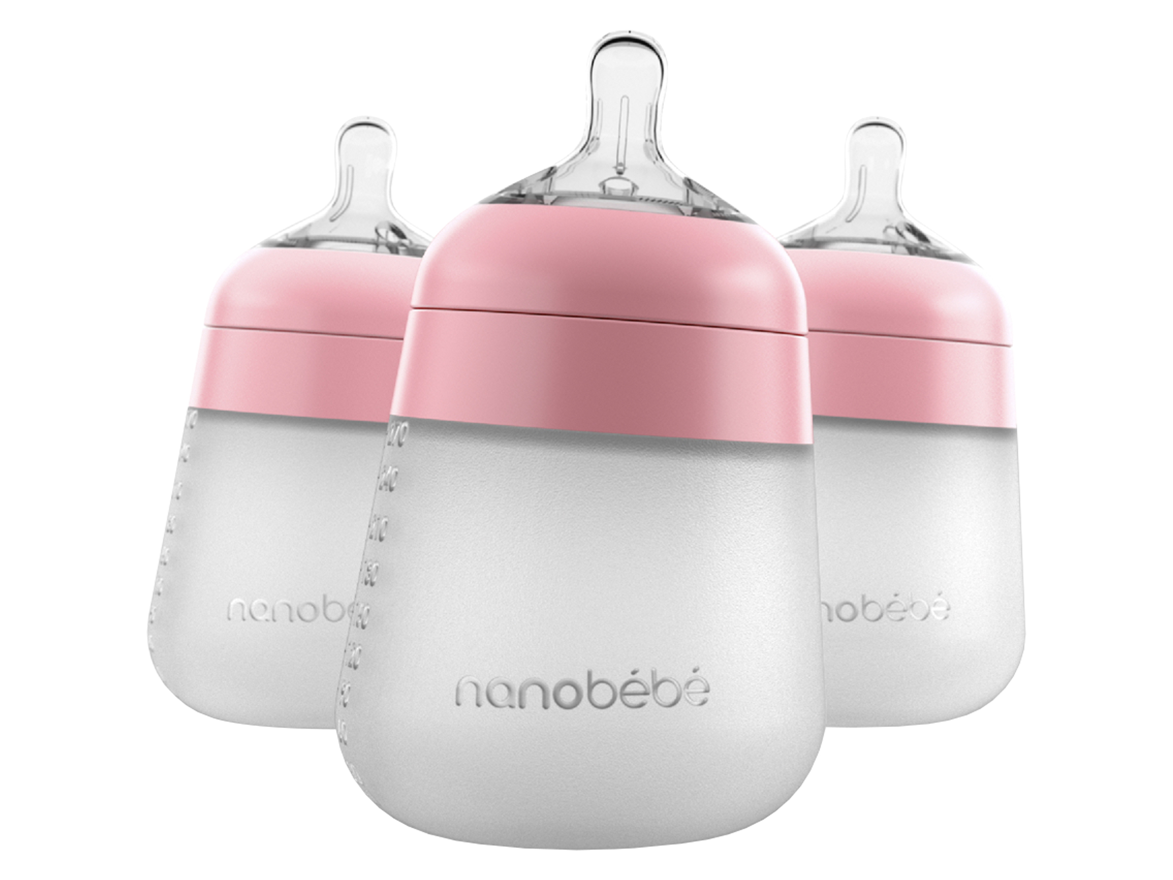 Nanobébé Flexy Silicone Bottle, Rosa, 270 ml, 3 pk.