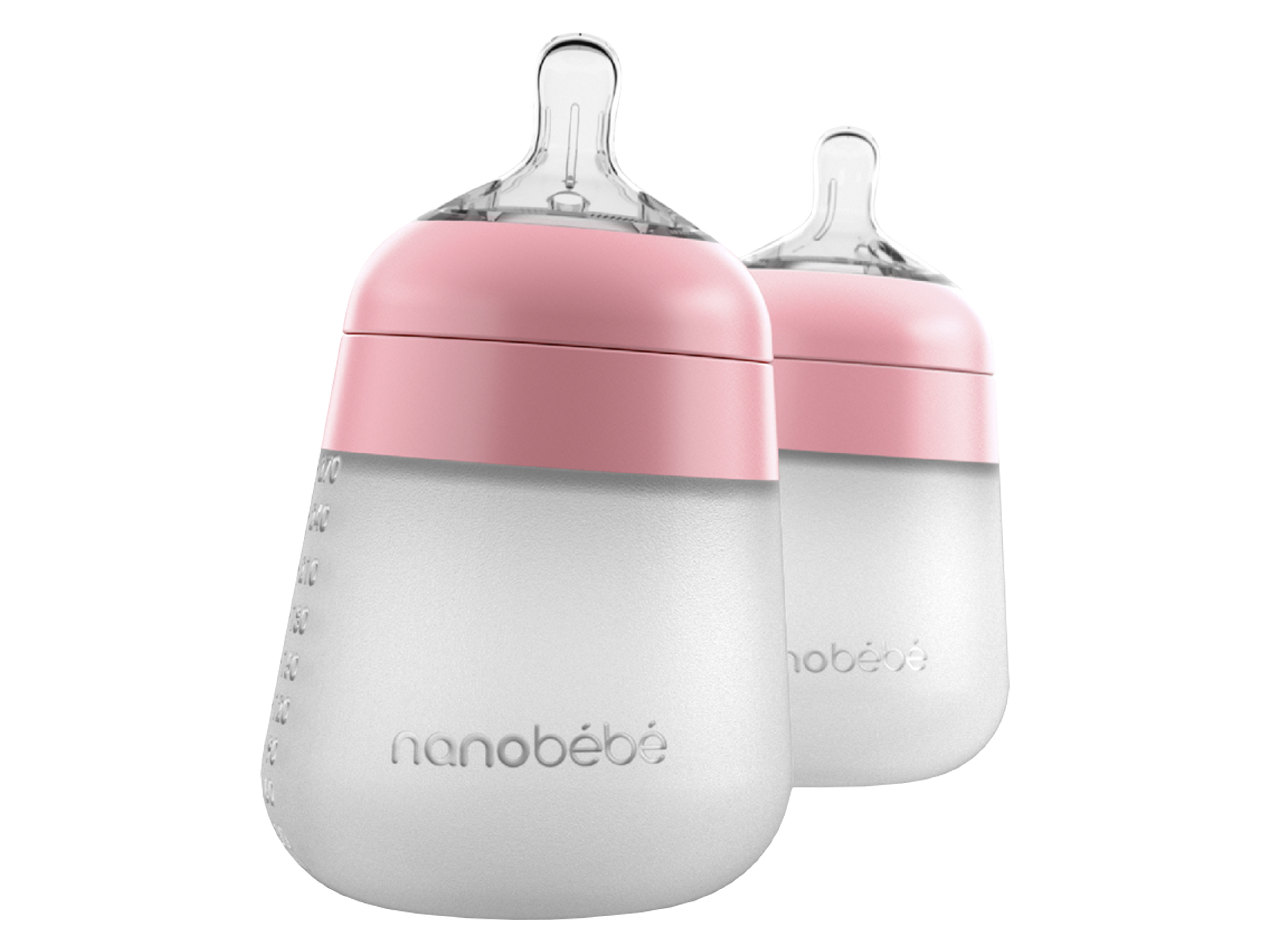 Nanobébé Flexy Silicone Bottle, Rosa, 270 ml, 2 pk.