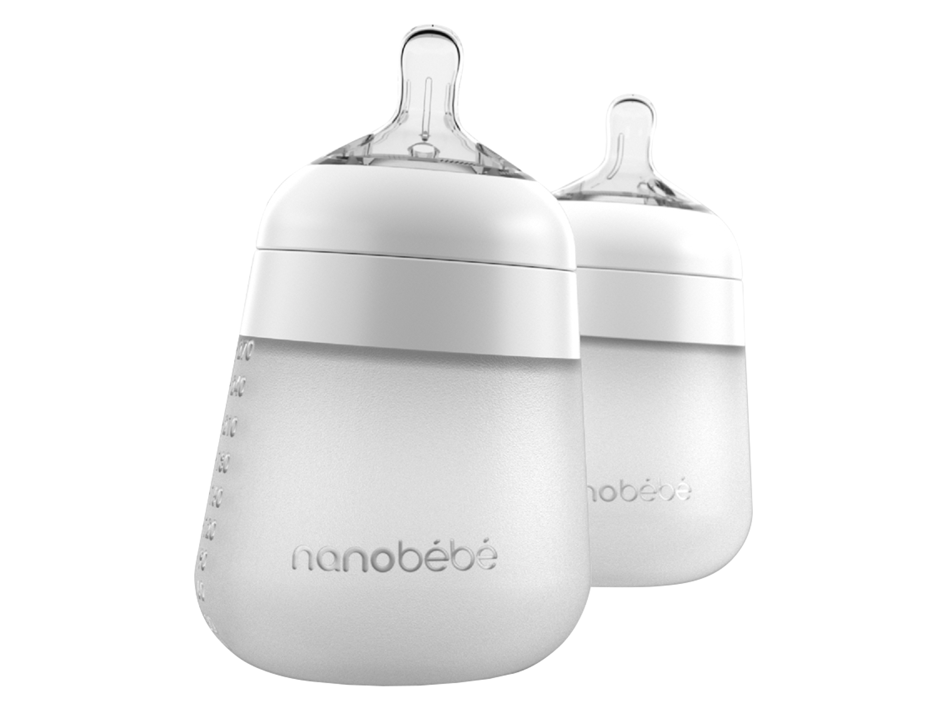 Nanobébé Flexy Silicone Bottle, Hvit, 270 ml, 2 pk.