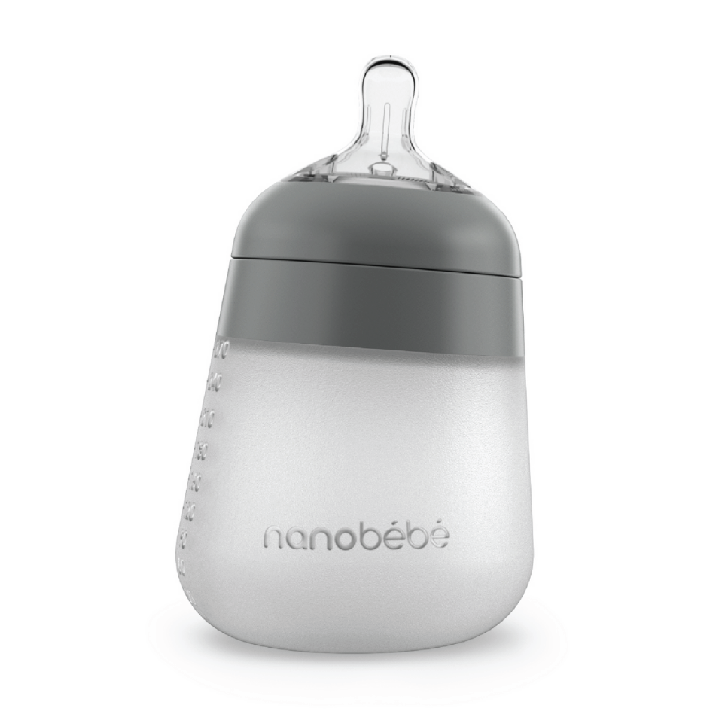 Nanobébé Flexy Silicone Bottle, Grå, 270 ml, 1 stk.