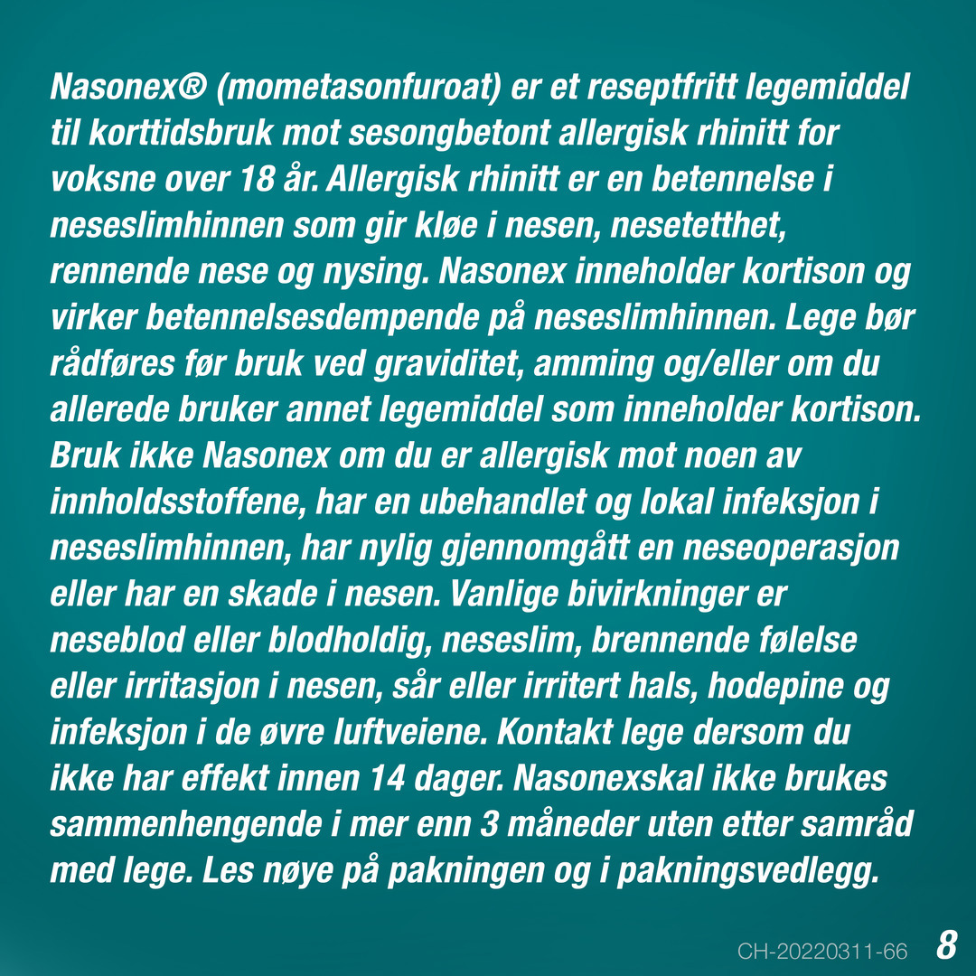 Nasonex Nesespray 50mcg/dose, 60 doser