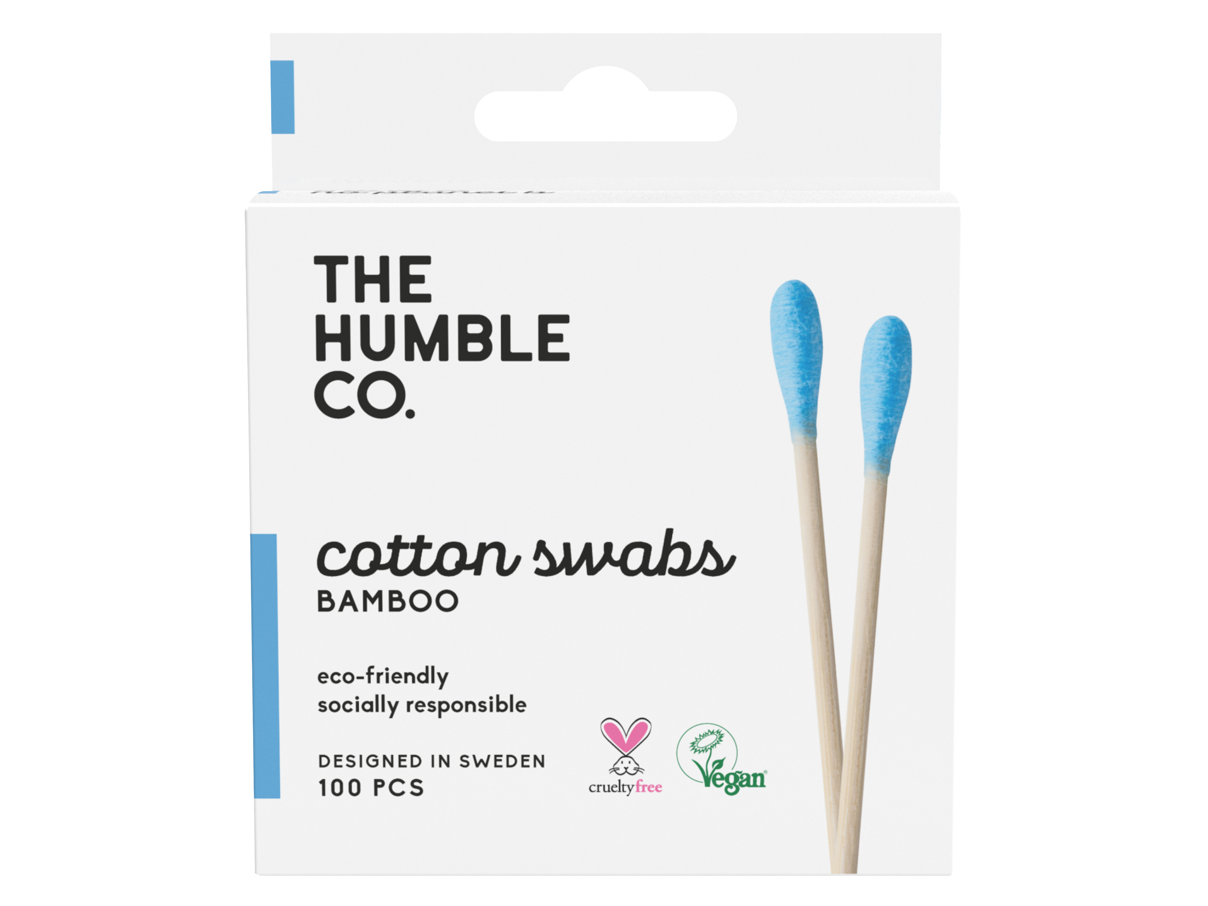 The Humble Co. Natural Cotton Swabs Blue, 100 stk.