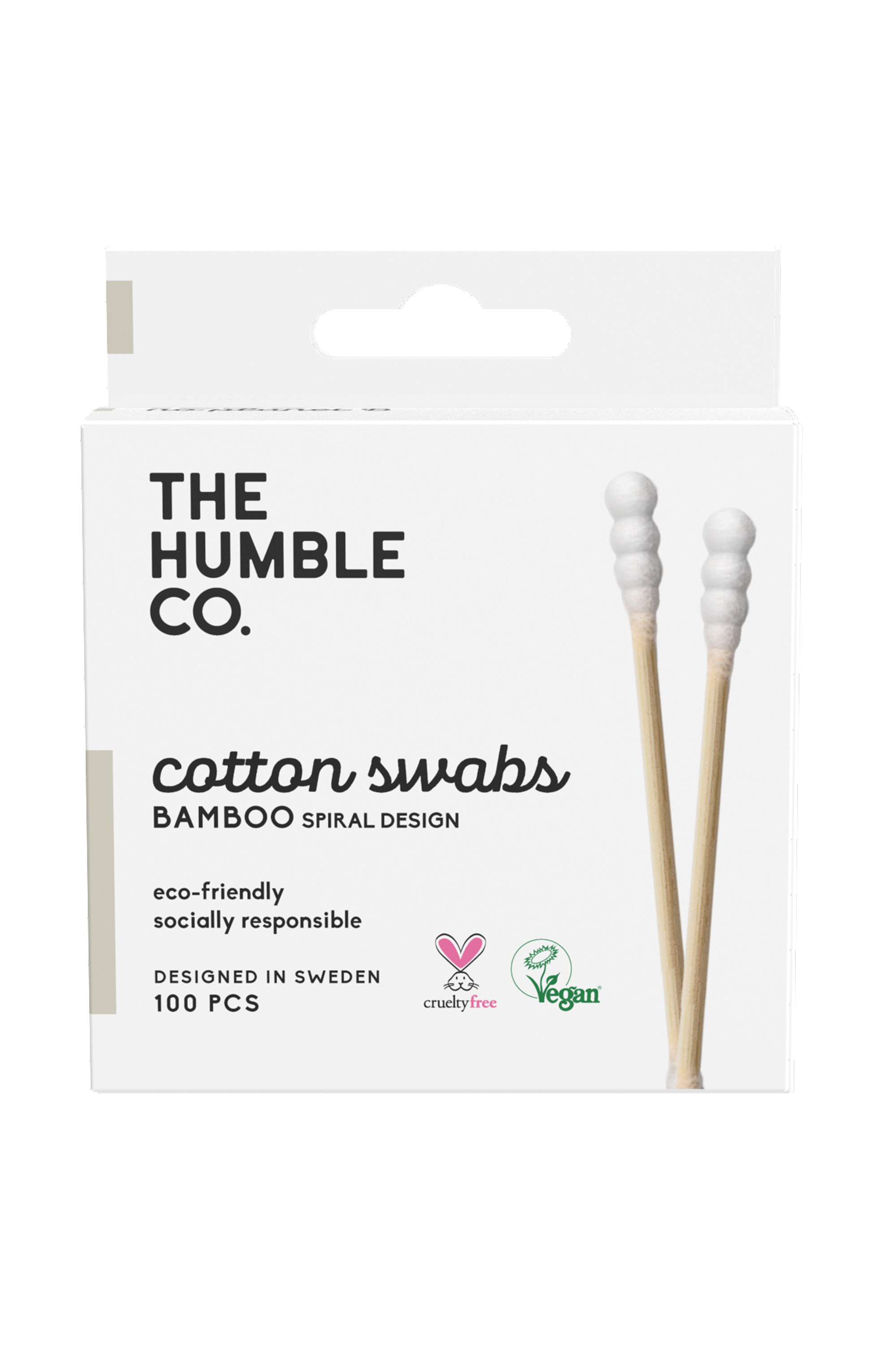 The Humble Co. Natural Spiral Cotton Swabs, Q tips, White, 100 stk.