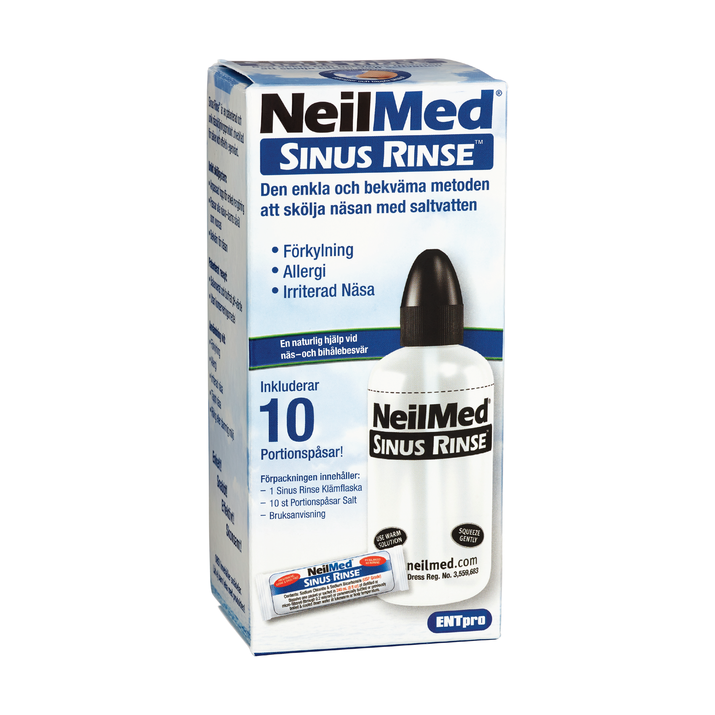 Neilmed Sinus Rinse Neseskyller M 10 Poser Salt 1 Sett Pollenallergi 