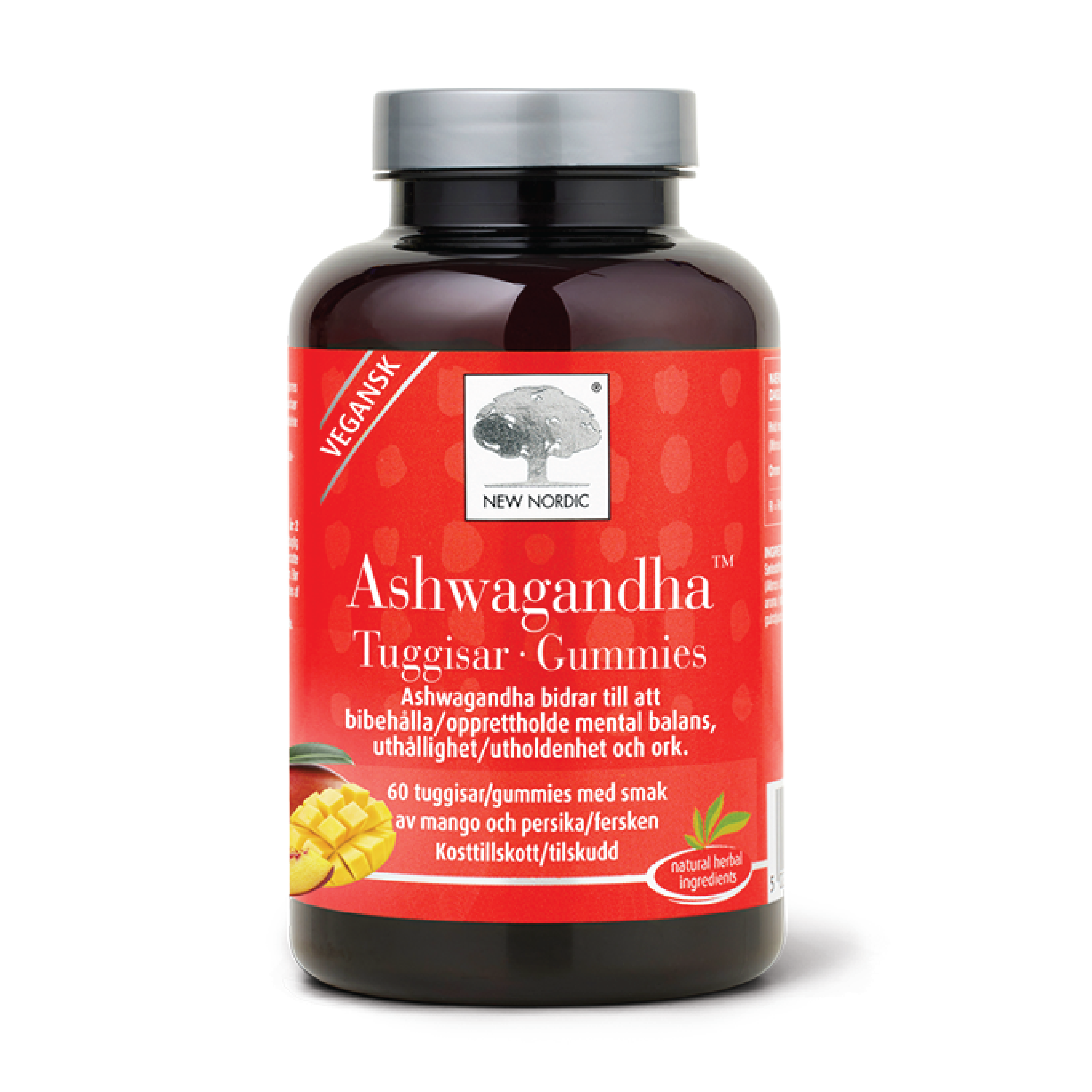 New Nordic Ashwagandha Gummies, Mango & fersken, 60 stk.