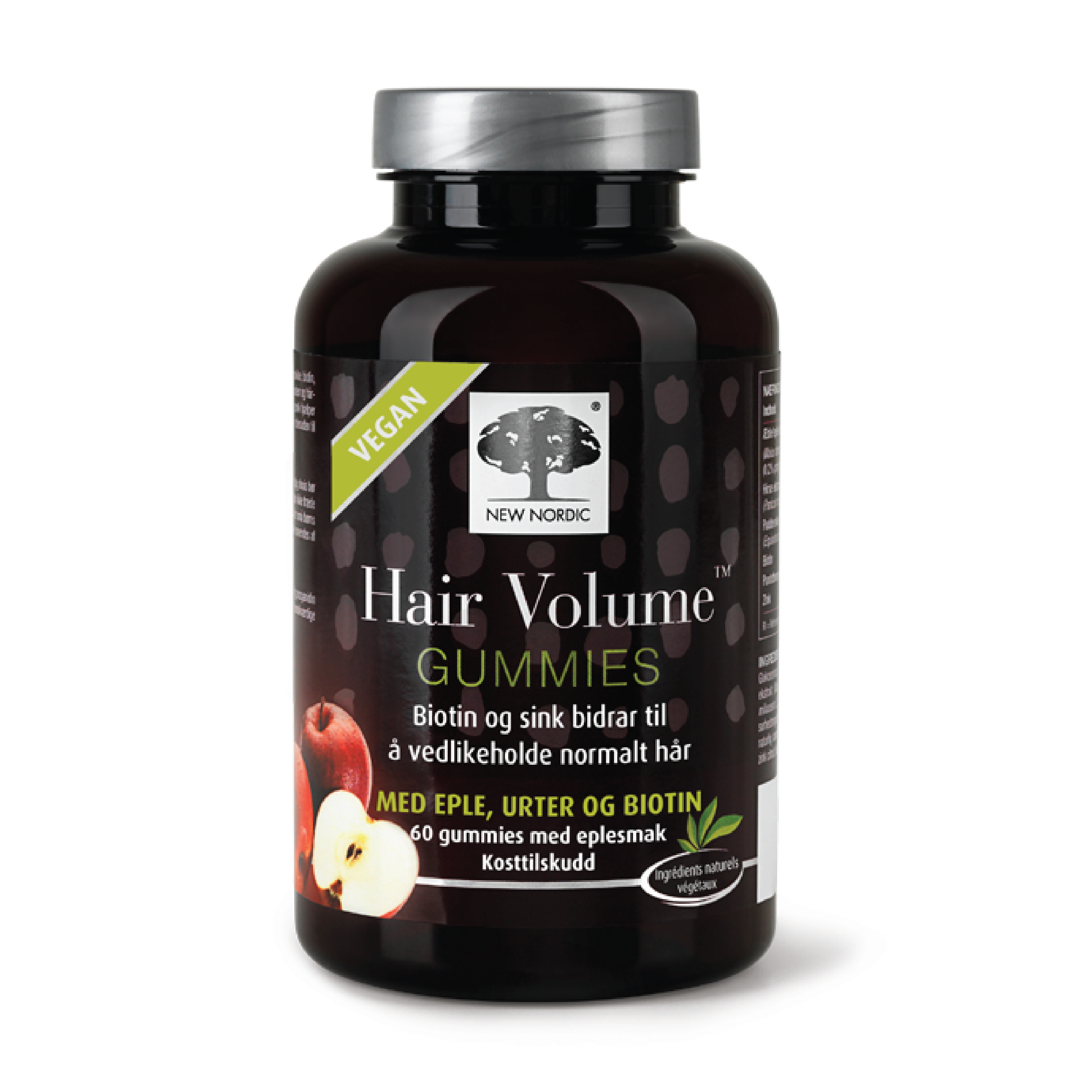 New Nordic Hair Volume Gummies, Eple, 60 stk.