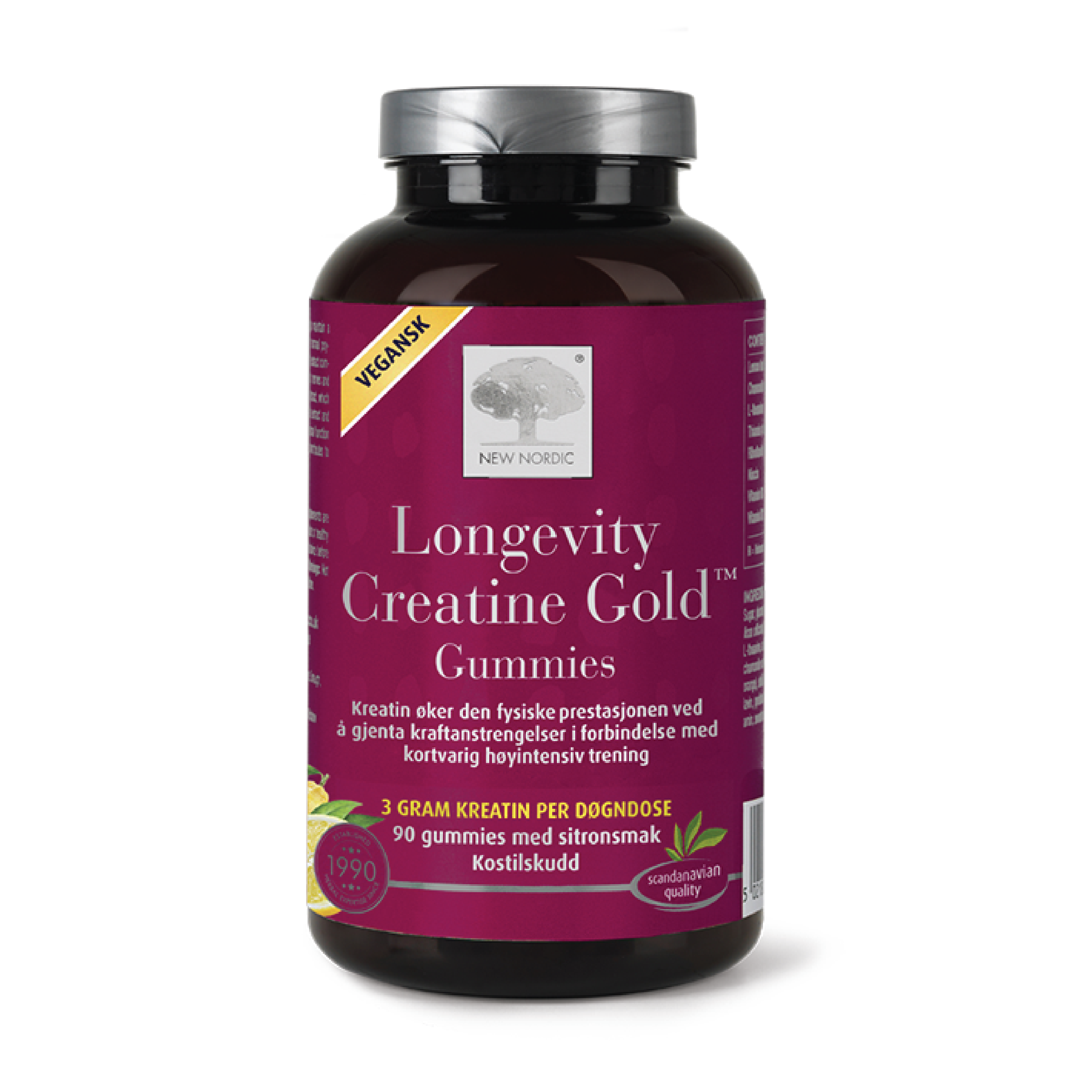 New Nordic Longevity Creatine Gold Gummies, Sitron, 90 stk.