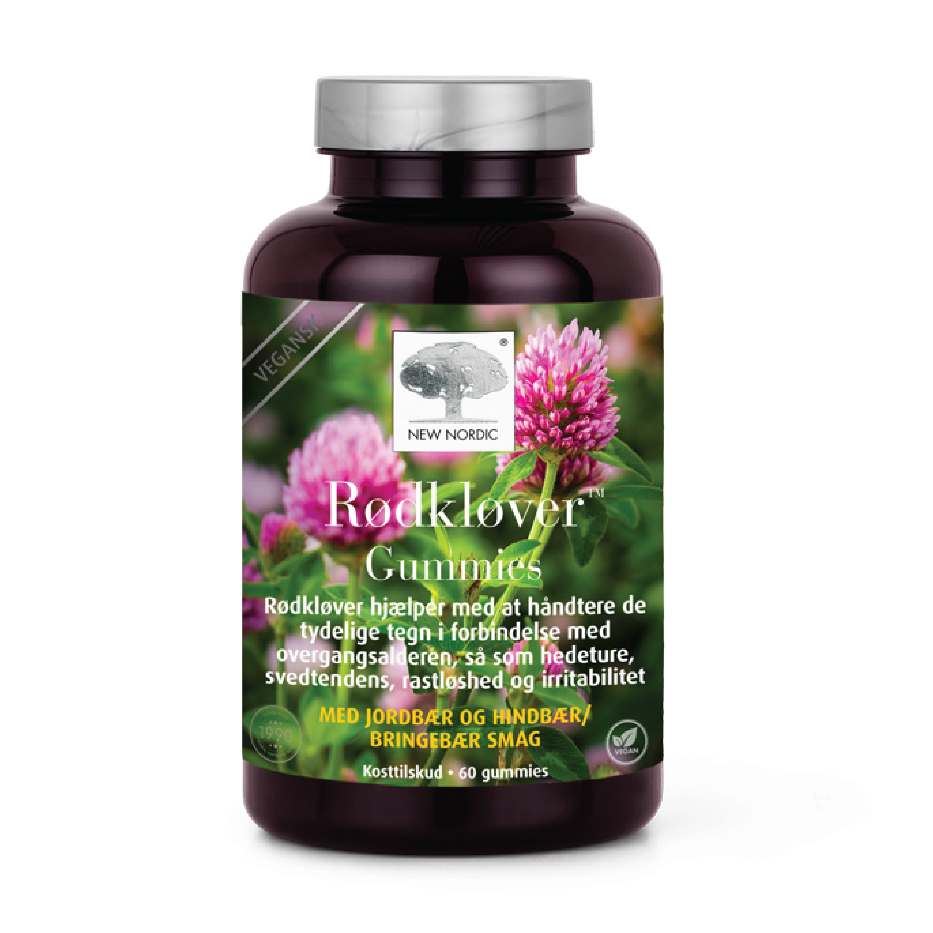 New Nordic Rødkløver Gummies, Jordbær og bringebær, 60 stk.