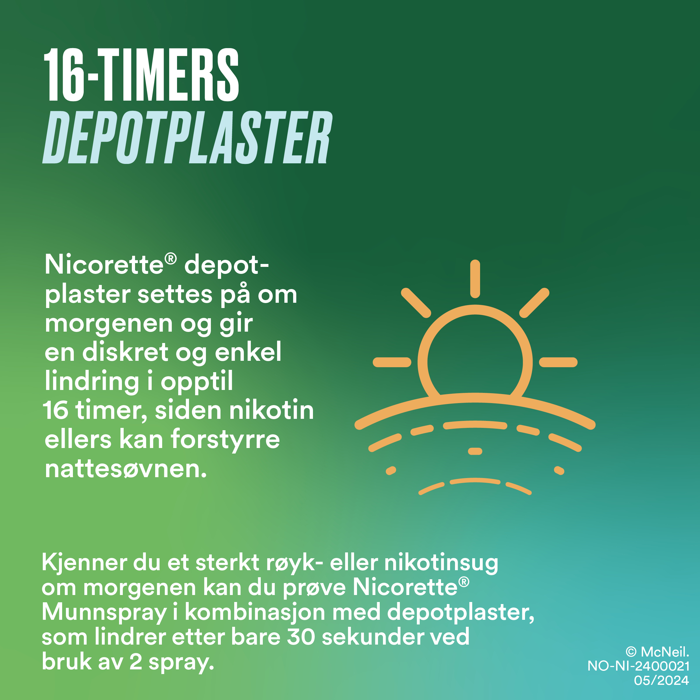 Nicorette 10 mg/16 timer depotplaster, 7 stk.