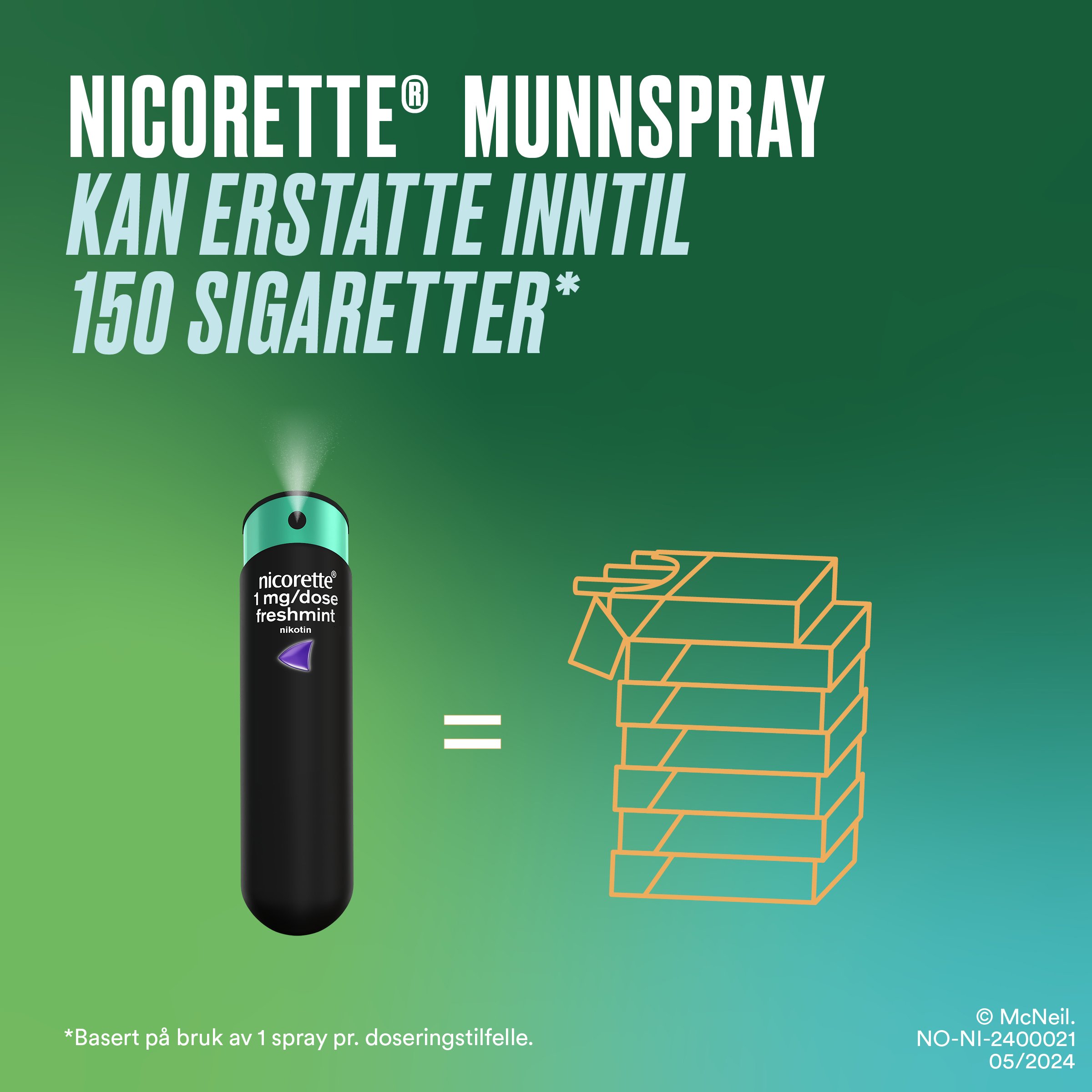 Nicorette 1 mg/dose munnspray, Freshmint, 300 doser