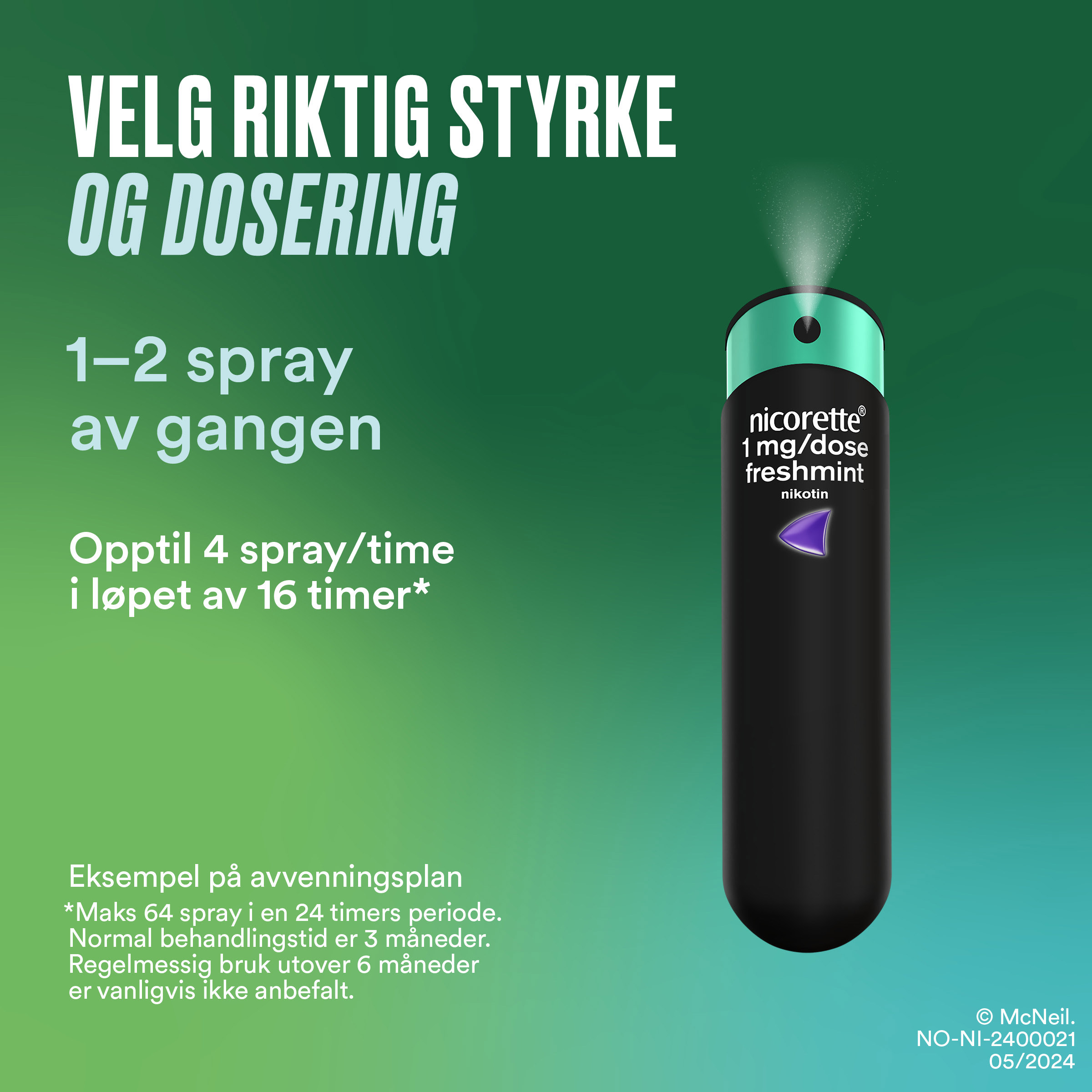 Nicorette 1 mg/dose munnspray, Freshmint, 300 doser