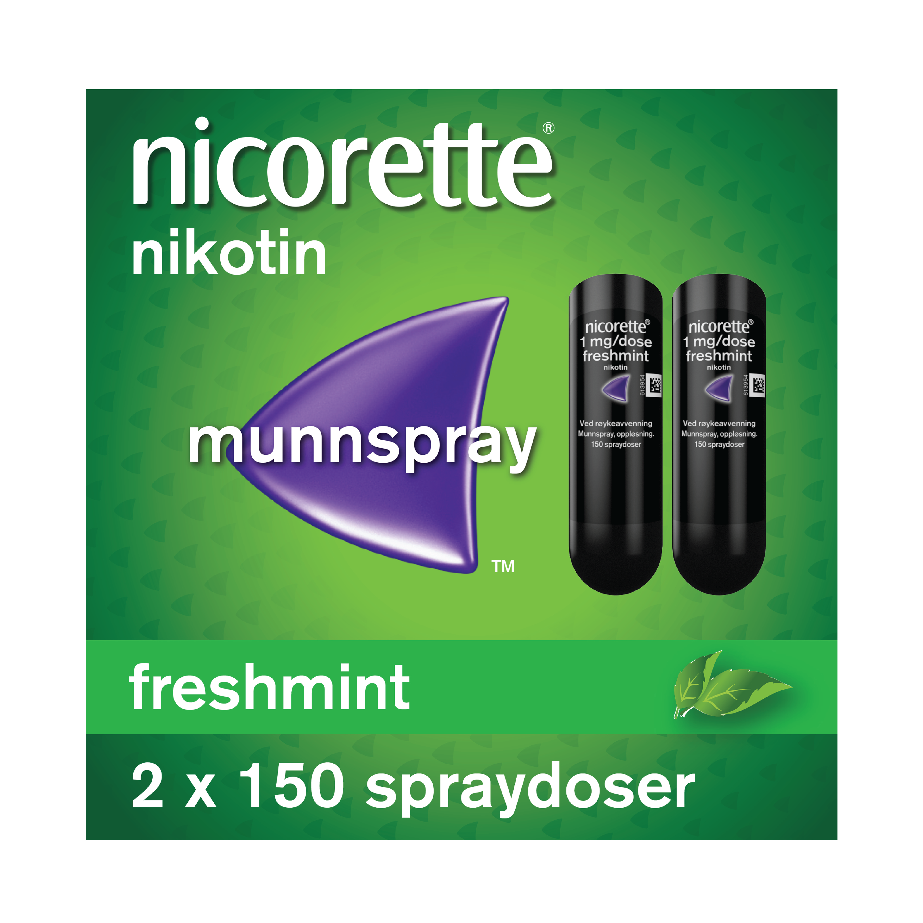 Nicorette 1 mg/dose munnspray, Freshmint, 2x150 stk.