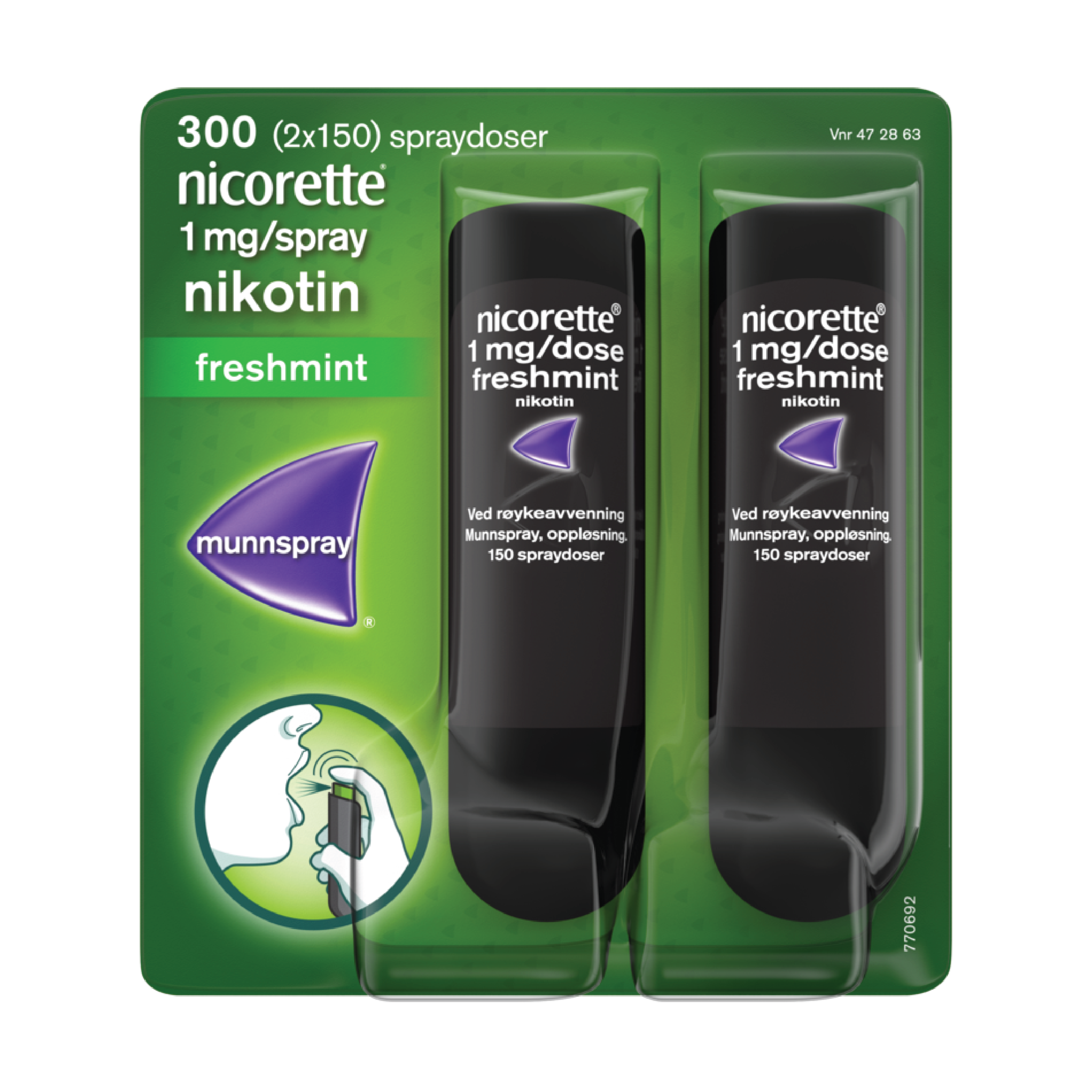 Nicorette Munnspray, 2 x 150 doser.